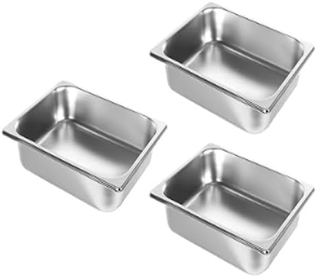 GARVEE 3-Pack Stainless Steel Food Pan with Lid - 6