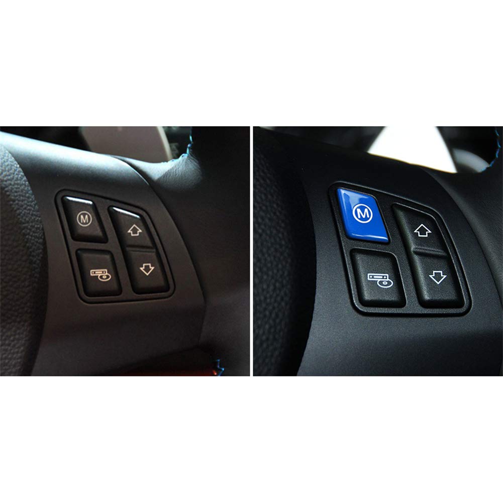ihreesy Steering Wheel M Mode Button Cover for BMW 3 Series M3 E90 E92 E93 2007-2013 - Blue Auto Interior Upgrade