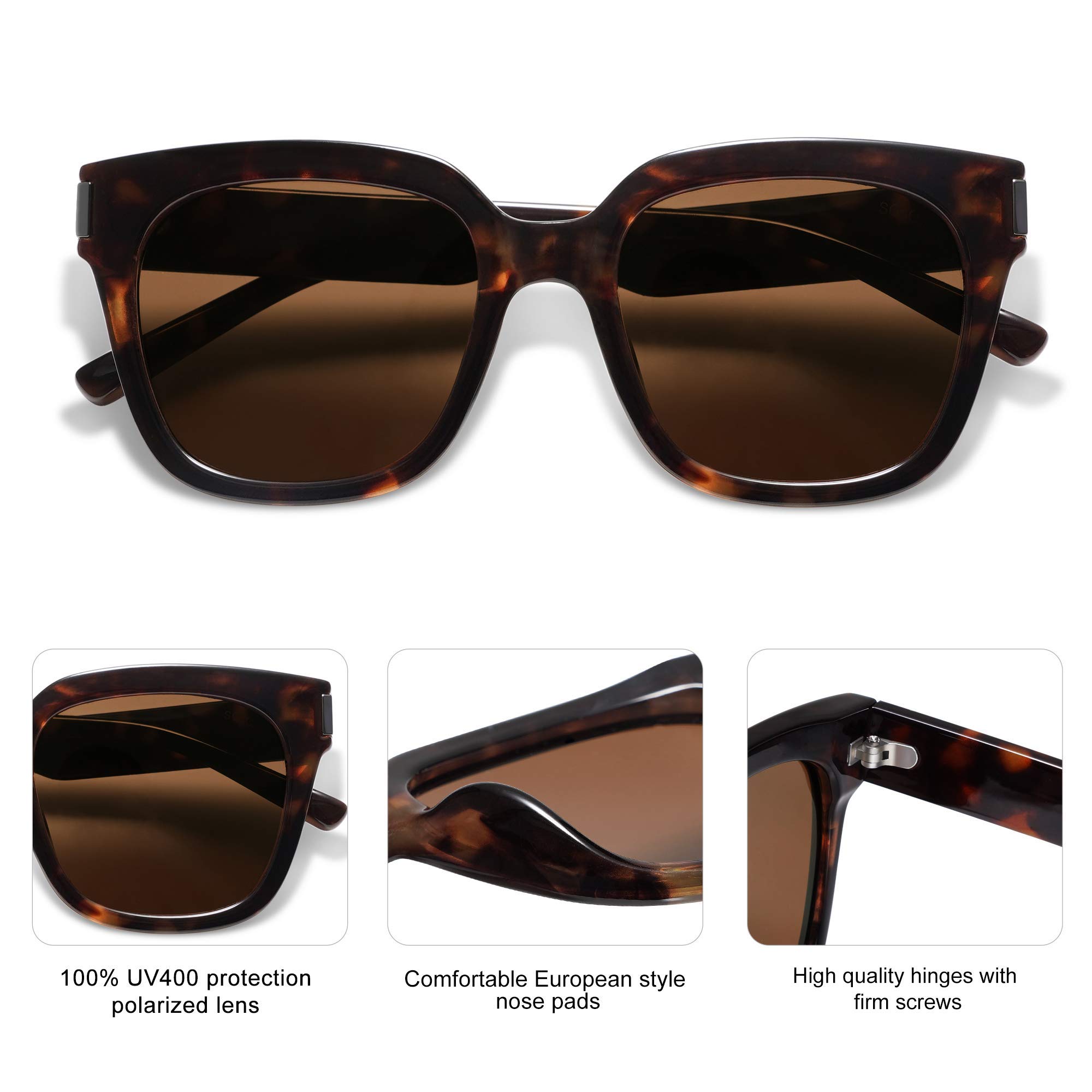 SOJOS Classic Polarized Square Frame Sunglasses for Women & Men - Trendy UV Protection Shades for Driving, Beach & Outdoor Activities | Model SJ2149