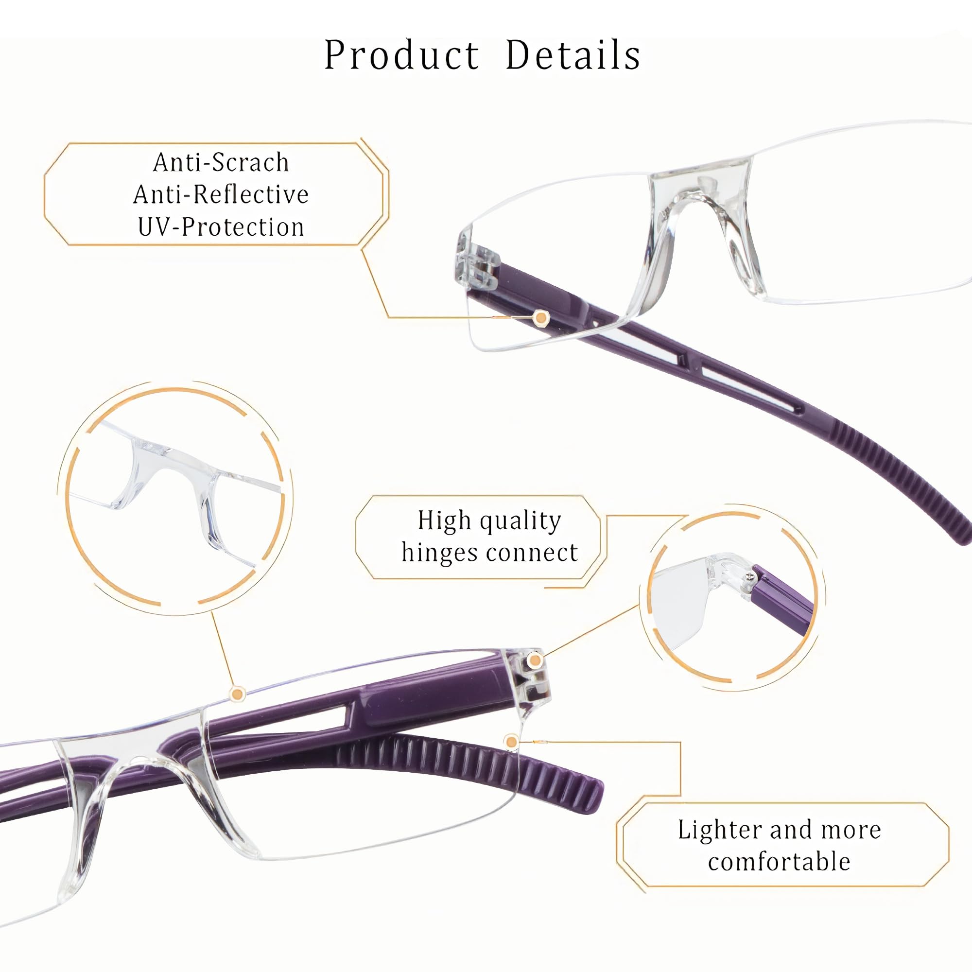LifeArt 2/4 Pairs Blue Light Blocking Reading Glasses - Anti Eye Strain Computer Glasses for Men & Women with Rectangle Frame - Perfect for Office Work, Gaming & Screen Time