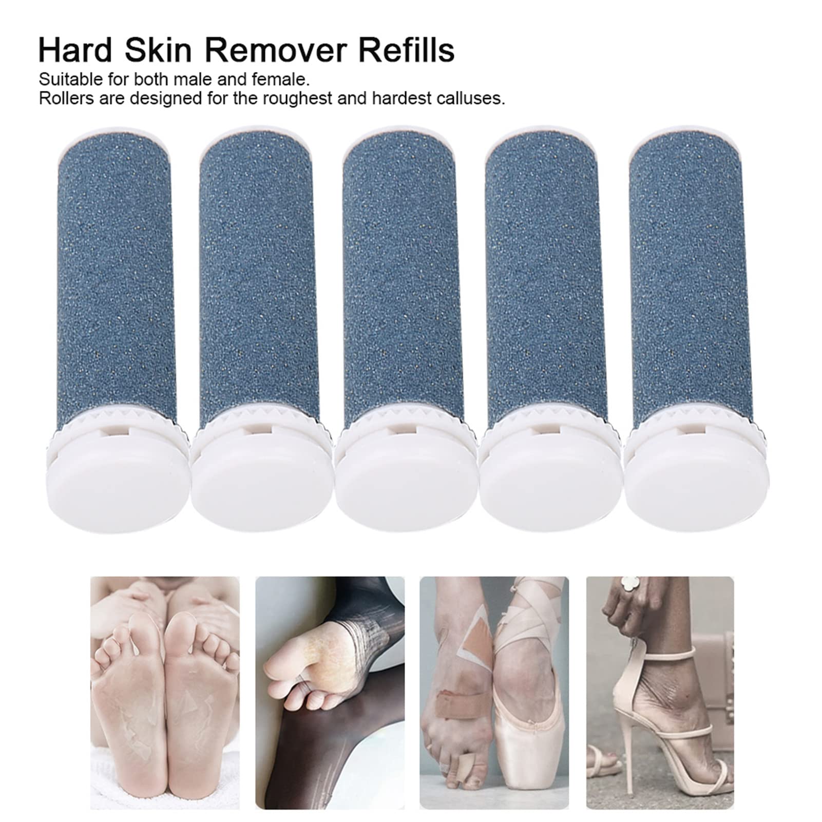 Extra Coarse Foot File Replacement Rollers - 5 Pack Heavy Duty Callus Remover Refills for Pedicure Tools | Professional Hard Skin Removal for Dry Cracked Heels & Feet | Perfect for Home Spa & Salon Use