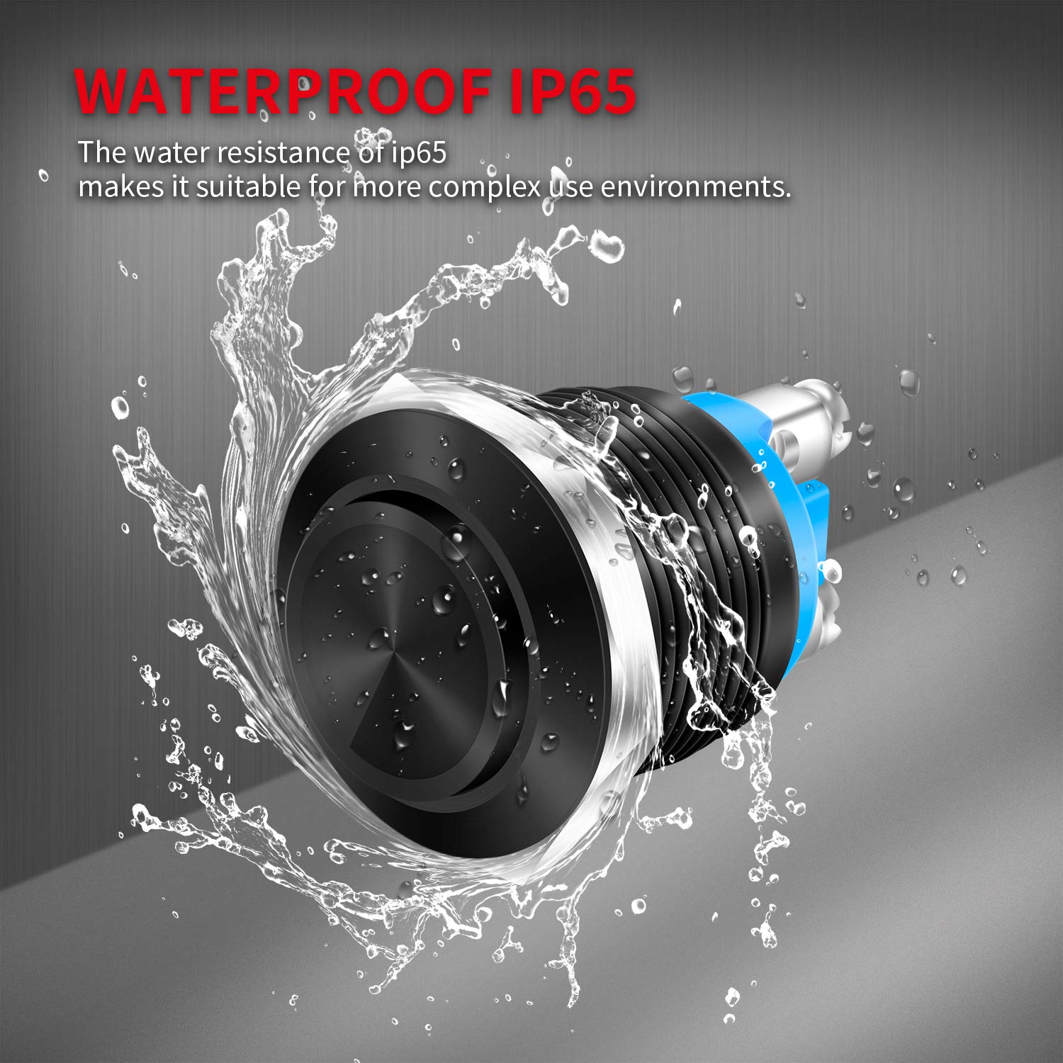 DaierTek 12V Momentary Horn Push Button Switch - Black Metal Waterproof 19mm Round Starter Power Switch for RV, Truck, Boat, Marine (2 Pack) - Perfect for Automotive, Marine & Industrial Applications