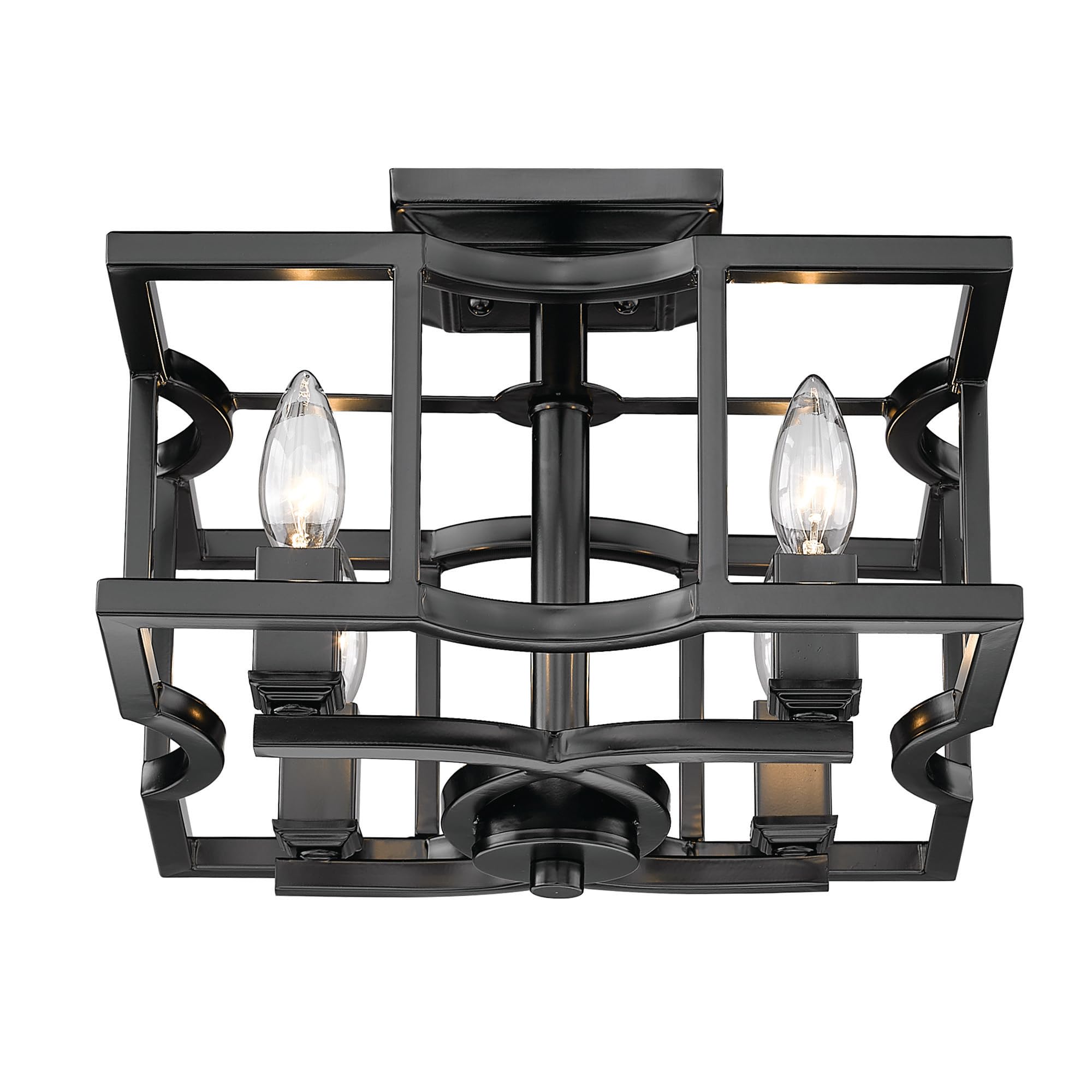 Golden Lighting Bellare Semi-Flush Mount Ceiling Light Fixture - Convertible Flush Mount or Pendant Light for Kitchen Island, Dining Room, Bedroom & Hallway Lighting