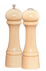 Premium 8 Inch (20cm) Windsor Natural Wood Pepper Mill and Salt Grinder Set - Perfect for Kitchen, Dining Table & Gourmet Cooking