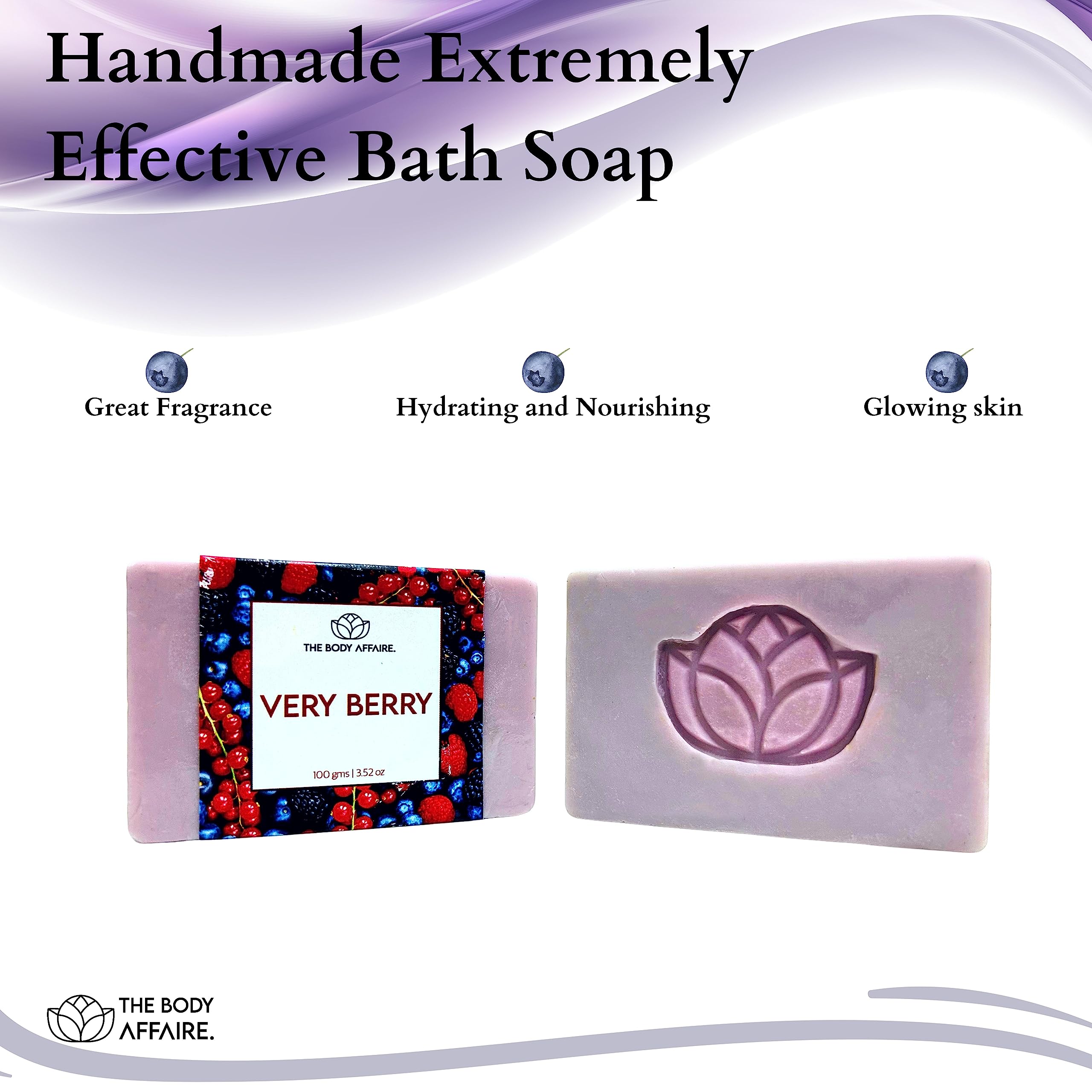 FORGANIK Handmade Soap by The Body Affaire - 100g Organic VERRY BERRY Scented Soap Bar for Sensitive Skin | Natural Moisturizing & Exfoliating | Perfect for Daily Bath, Spa & Gift Sets