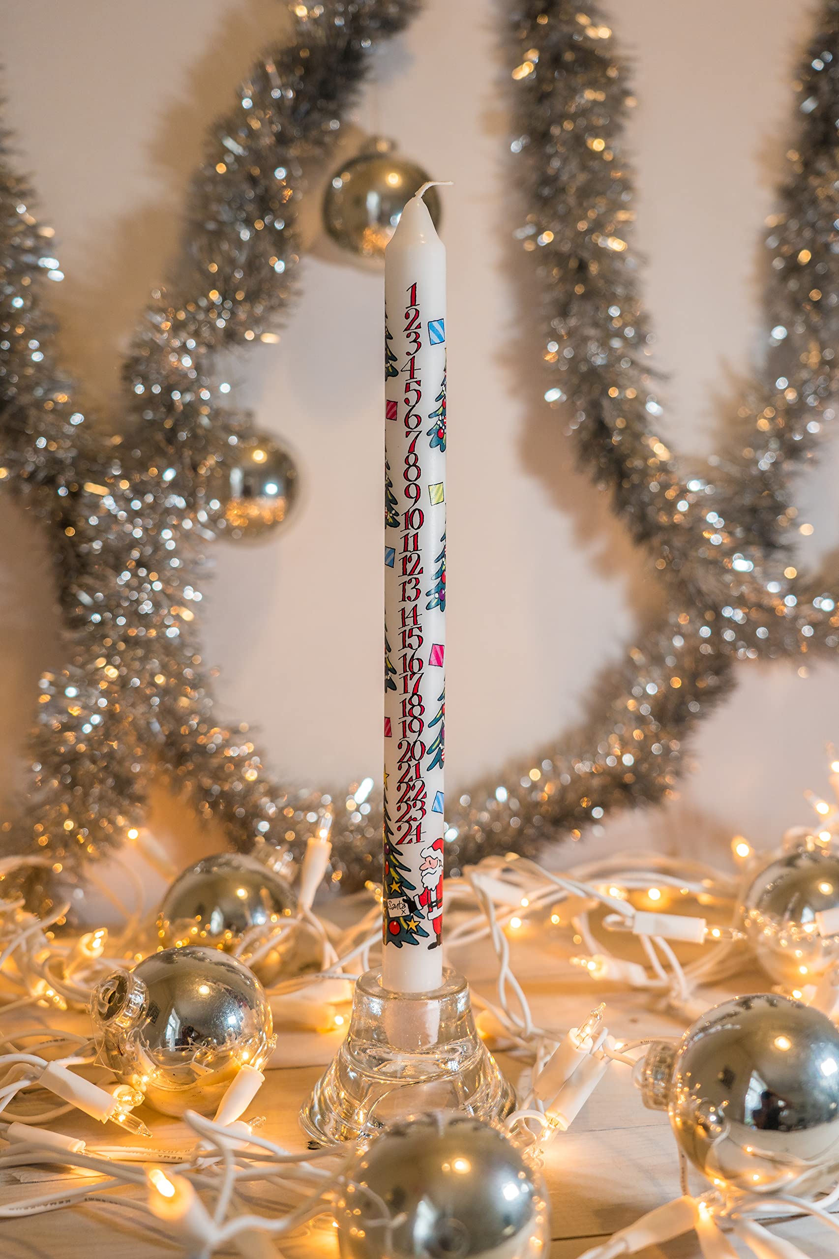 Alison Gardiner 29.5cm Advent Candle for Christmas Tree Decorations, Holiday Dinner Table Centerpiece - Perfect for Christmas Celebrations, Home Decor & Festive Gatherings