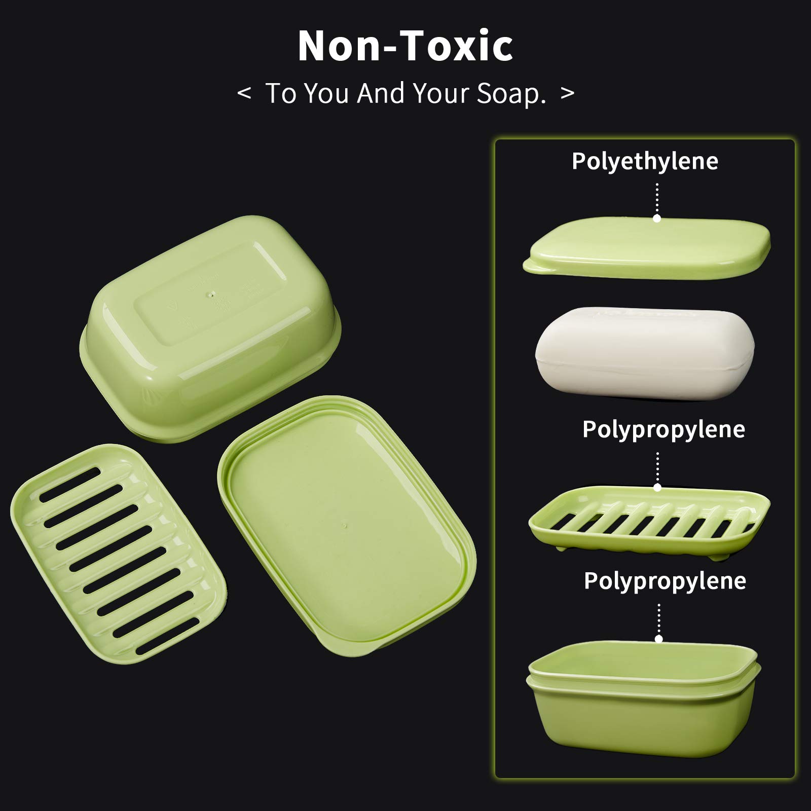 Quatish 2 Pack Travel Soap Container with Lid - Leak Proof Portable Soap Holder for Camping, Gym, Travel & Bathroom - Compact Bar Soap Case for Toiletries Organization (Green)