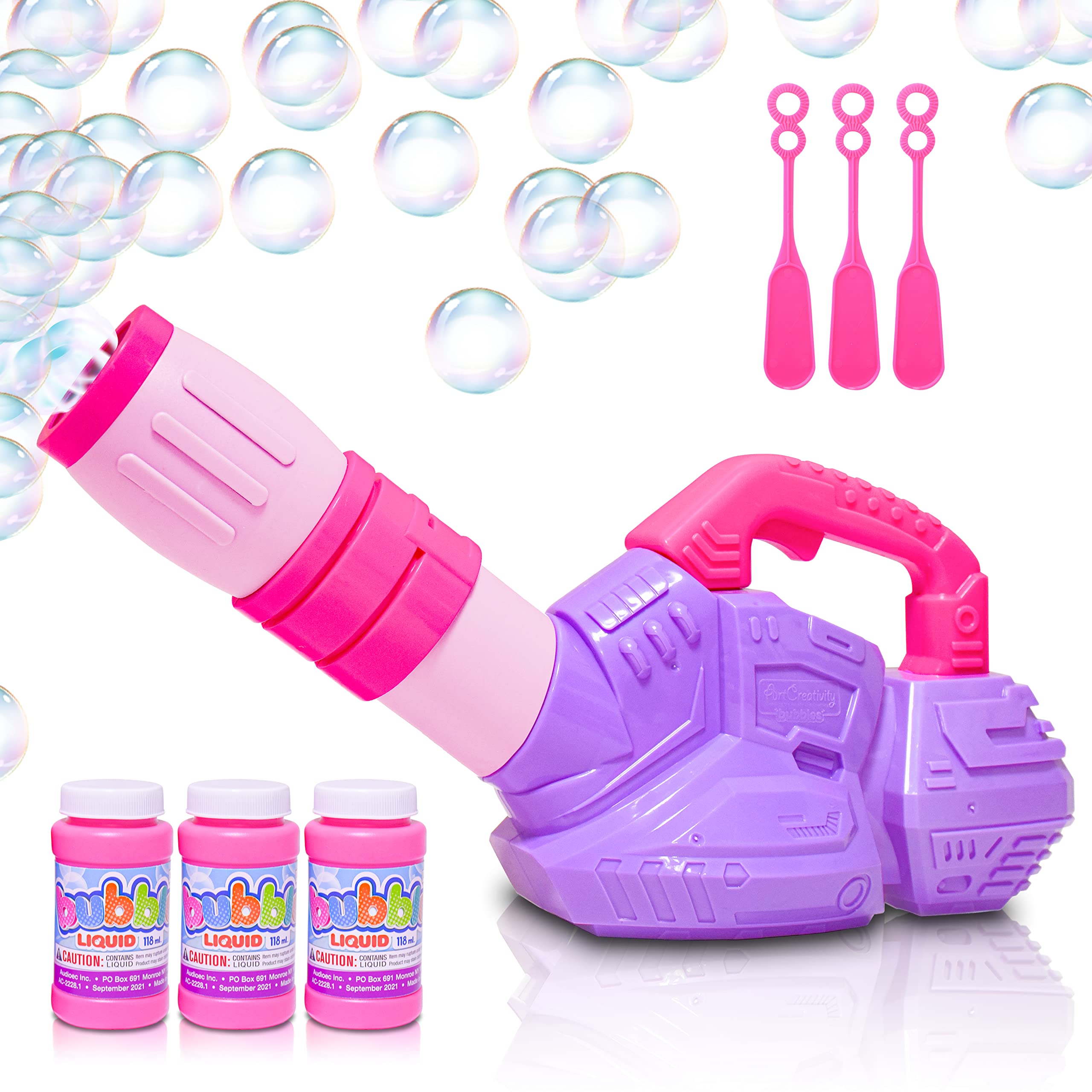 ArtCreativity Bubble Lawn Mower & Leaf Blower Set - 10 Pack Pink & Purple Bubble Machine Outdoor Toys for Toddlers Age 1-3 | Summer Backyard Fun, Birthday Gifts for Girls & Boys | Perfect for Garden Play, Park Outings & Outdoor Parties