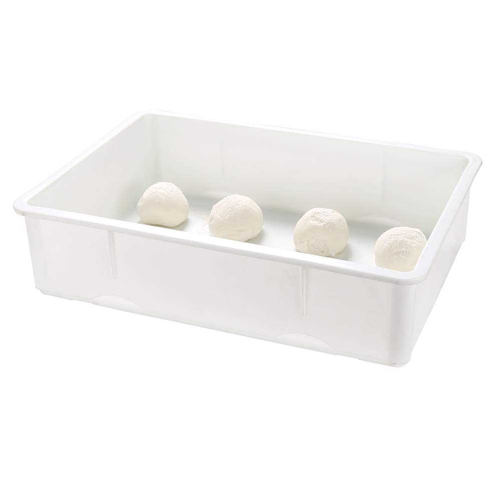 27 x 18 x 6 Inch Stackable White Plastic Proofing Box - Durable Pizza Dough Rising Container with Lid (Sold Separately), Dishwasher Safe - Perfect for Bakeries, Pizzerias & Home Bread Making