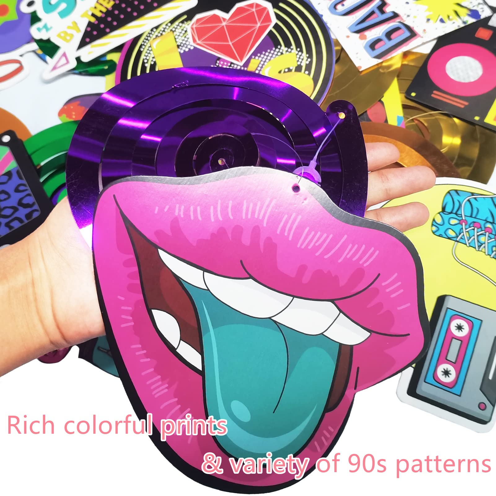 90s Party Decorations - 30 Pcs Hanging Swirls for 90s Theme Birthday, Back to 1990s Party Supplies - Perfect for Adult Retro Parties, School Dances & 90s Themed Events