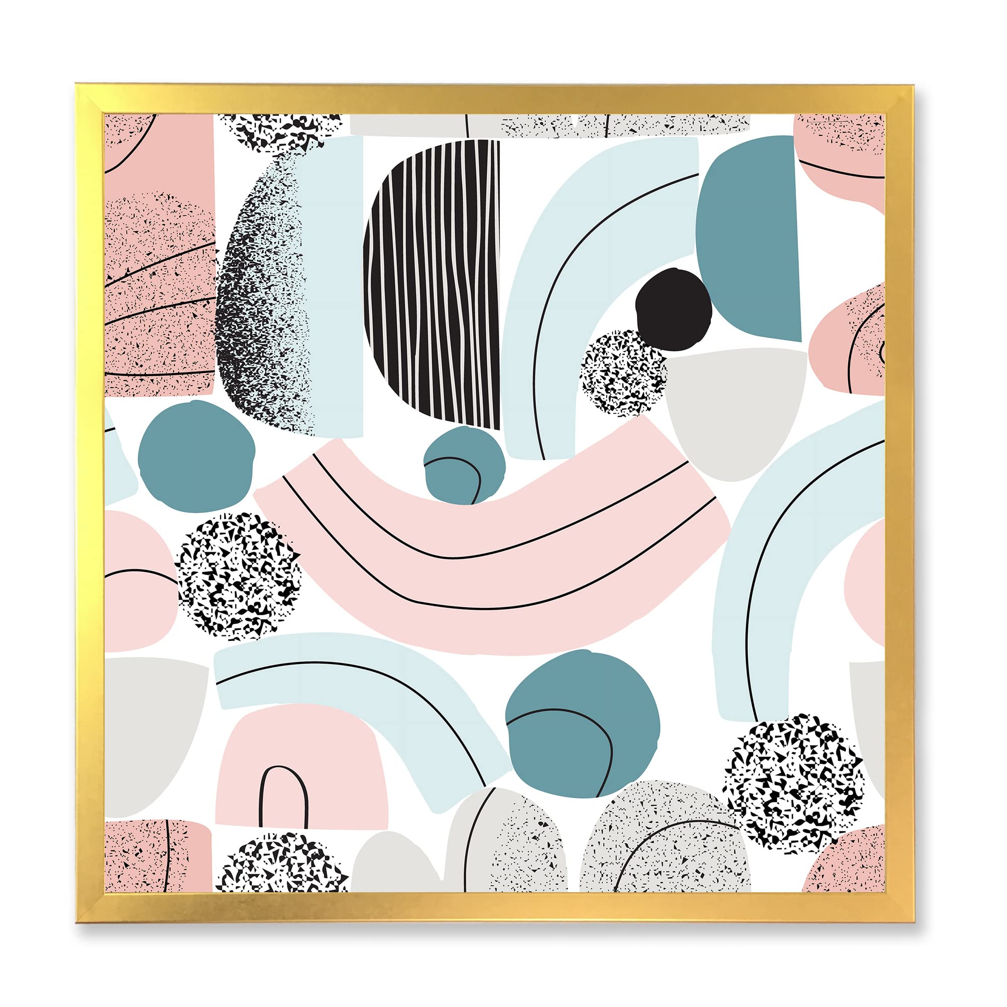 DesignQ Pastel Colorful Art Collage - Modern Framed Wall Decor for Living Room, Bedroom & Office - Handmade Canvas Painting for Home & Office Decoration
