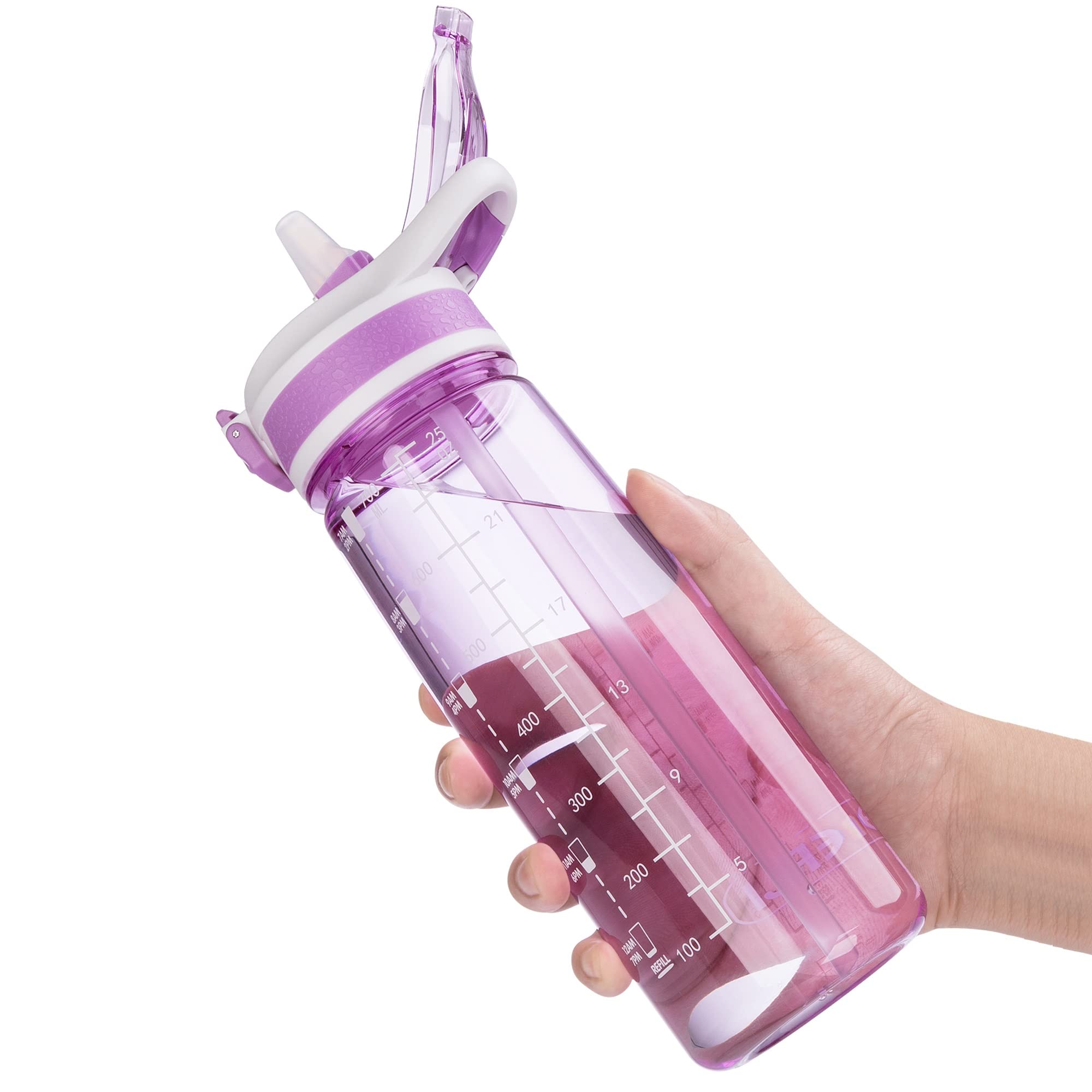 800ML (28 OZ) BPA-Free Sports Water Bottle with Straw & Handle - Reusable Wide Mouth Hydro Jug for Cycling, Fitness, Hiking, Camping - Dishwasher Safe (Purple) - Perfect for Gym Workouts, Outdoor Adventures & Daily Hydration