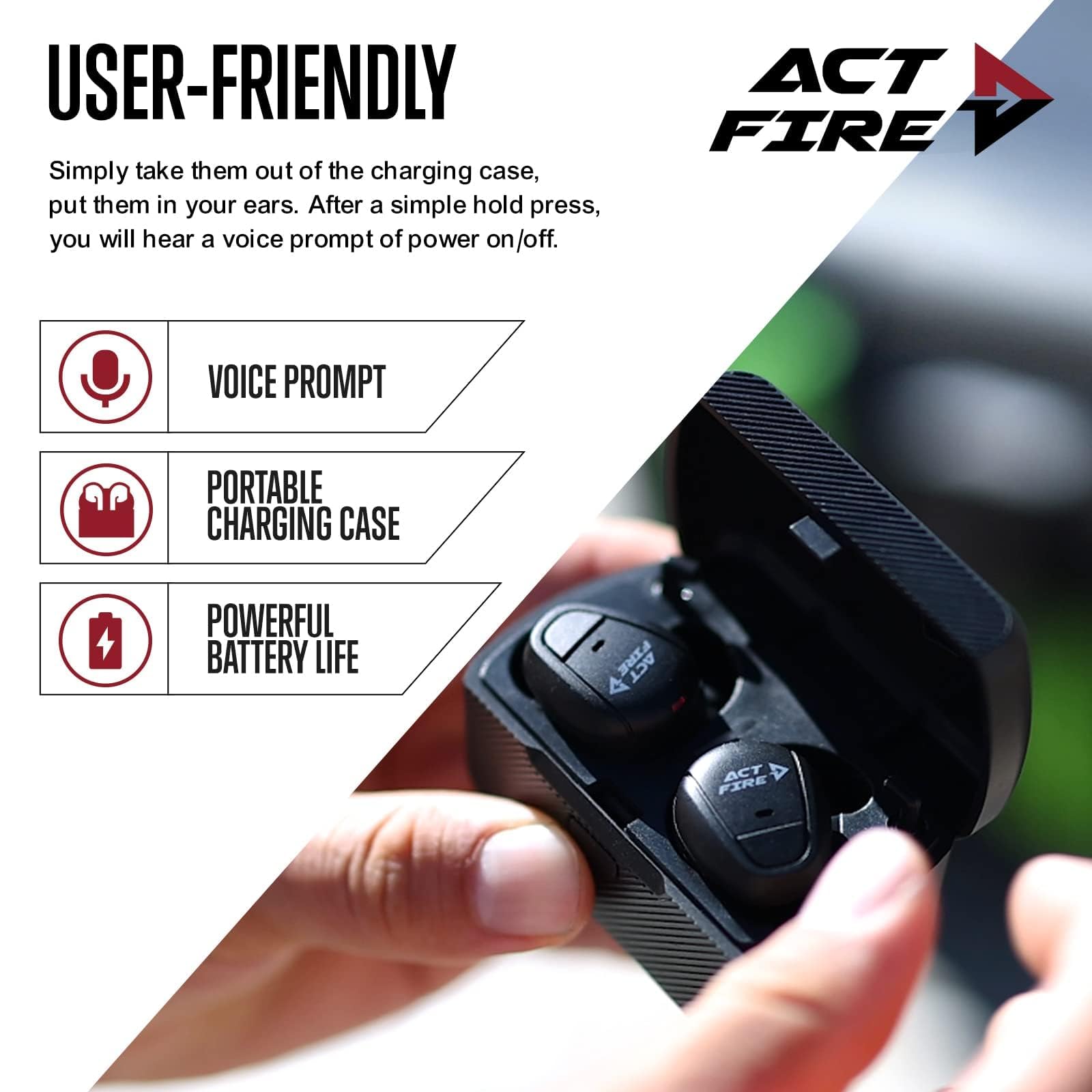 Electronic Shooting Ear Protection Earbuds - Noise Canceling Earplugs for Hunting, Range Shooting & Loud Events - Reusable Hearing Protection for Gun Range, Concerts & Construction