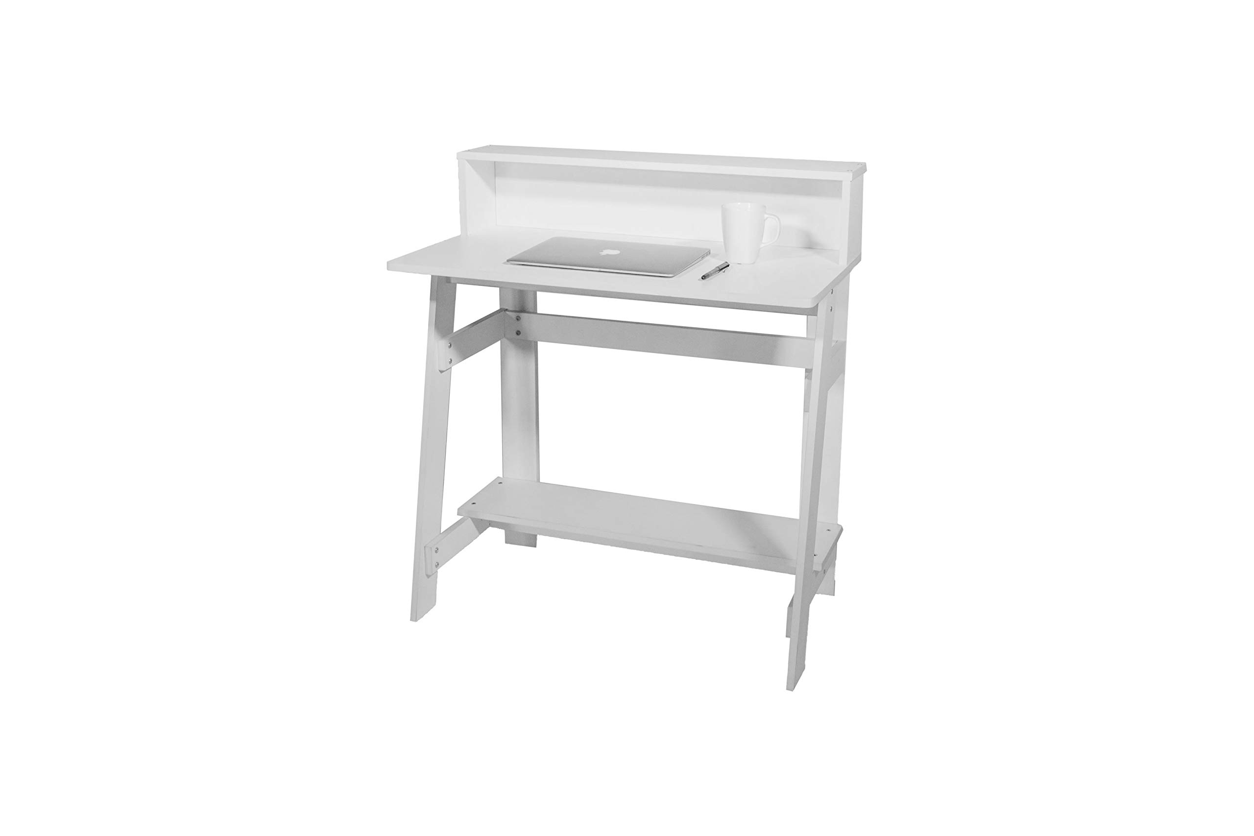 OneSpace Lennox Hutch Computer Desk - Compact White Writing Desk for Home Office, Small Workspace Solution - Perfect for Remote Work, Study & Small Spaces