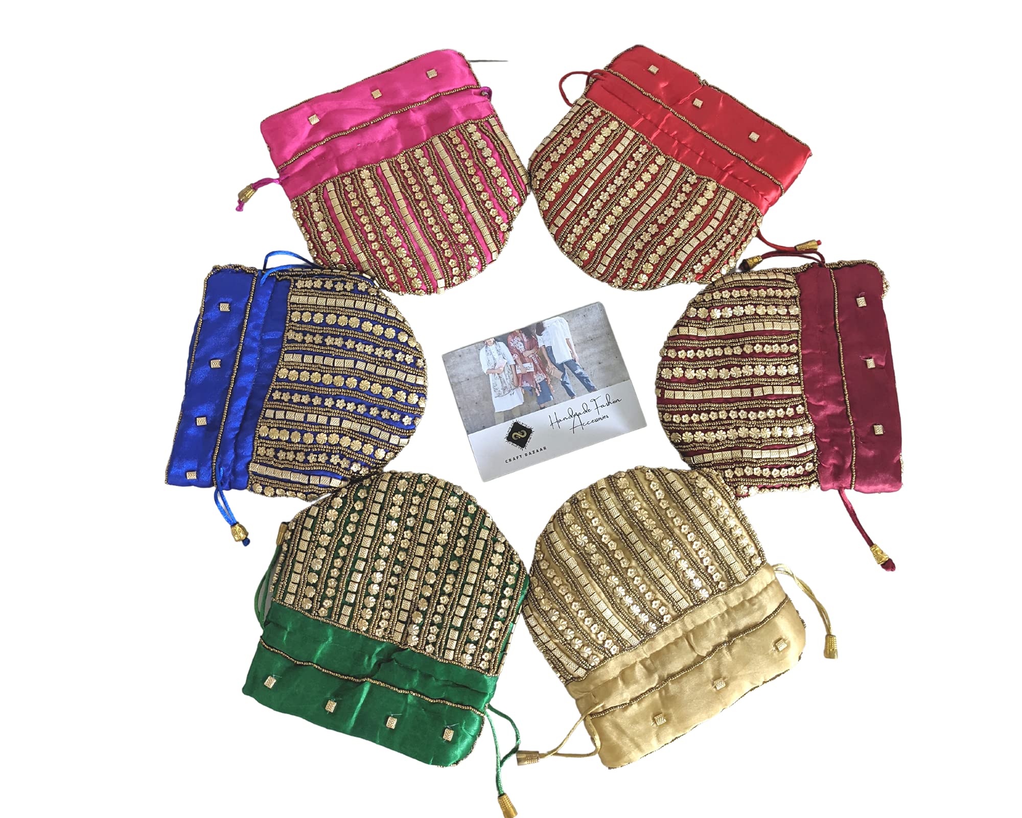 Indian Potli Bags | Embroidered Wedding Purse | Mini Drawstring Bucket Bag in Vibrant Colors | Perfect for Bridal Accessories, Mehndi Favors & Festival Gifts