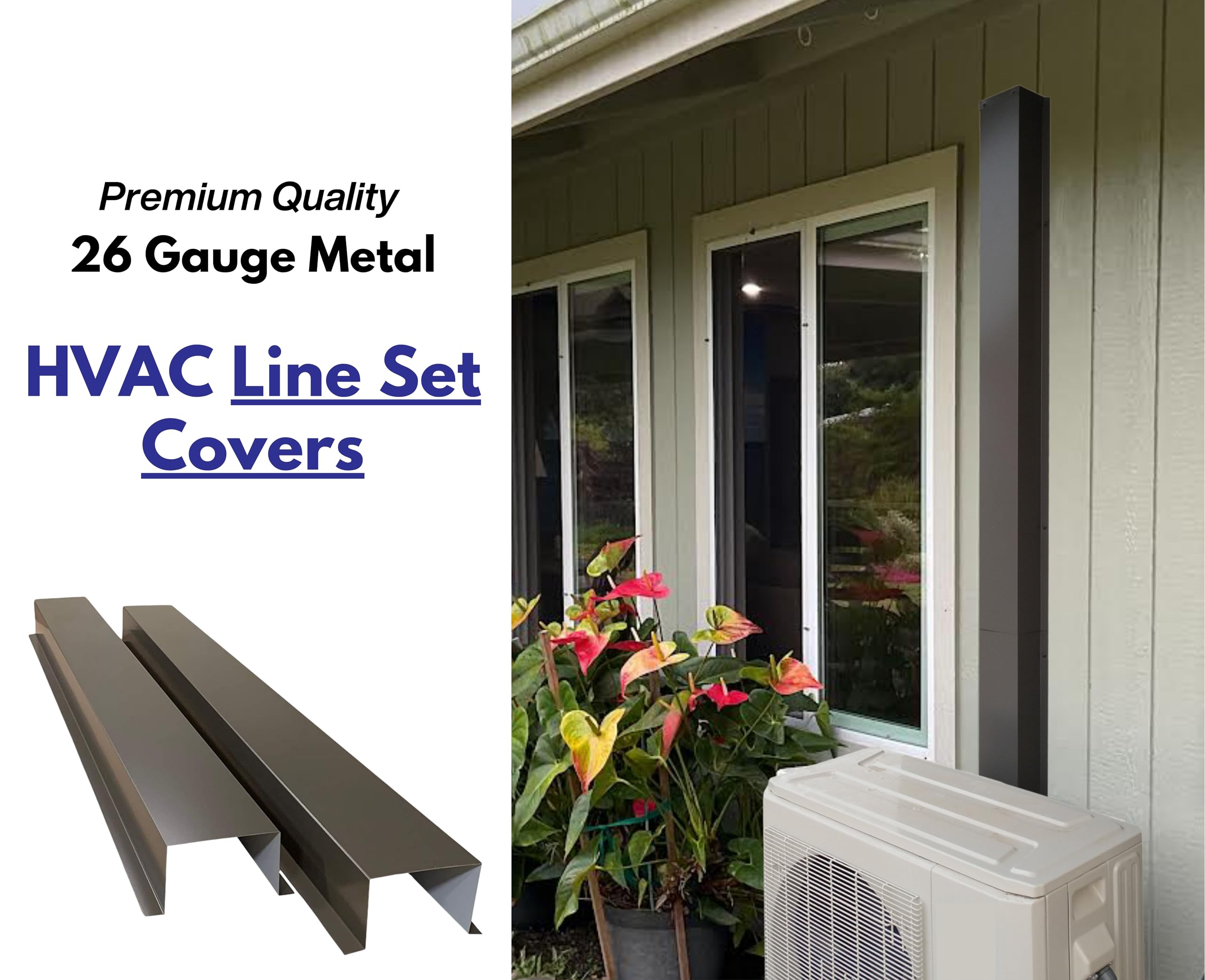 EAGLE 1 Metal Line Set Cover Kit for Mini Split & Central AC Heat Pump - 6x4 Light Grey - Durable HVAC Protection for Indoor/Outdoor Use - Home & Commercial Installation