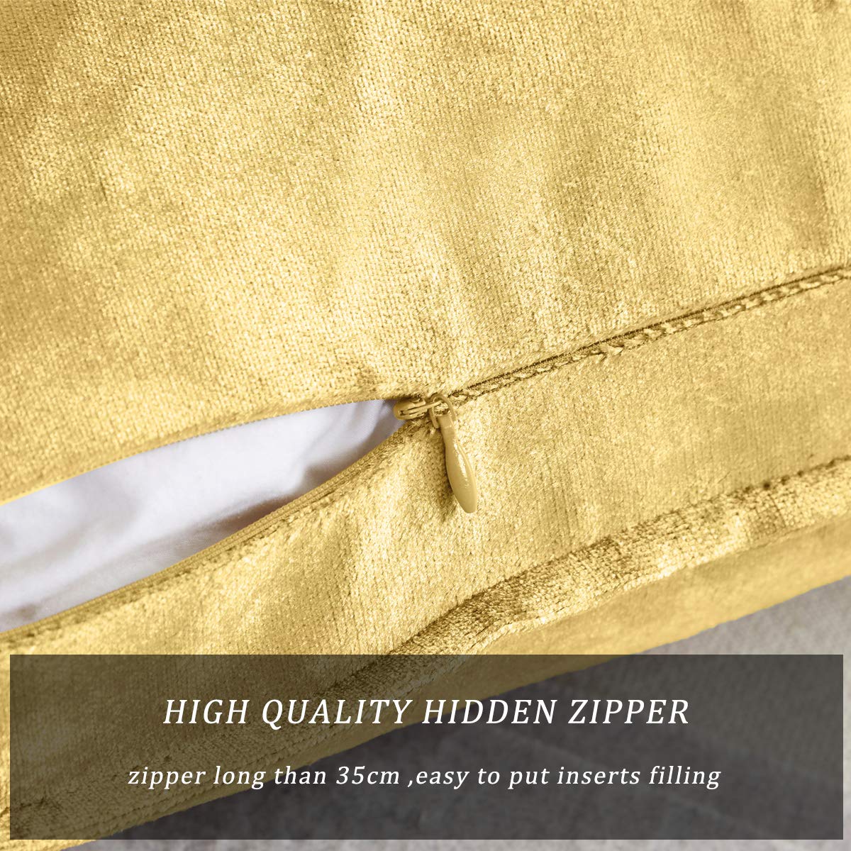 Luxury Gold Velvet Decorative Throw Pillow Covers 22x22 Inches - Set of 2 Square Couch Sofa Pillow Covers for Living Room, Bedroom & Home Decor - Soft & Elegant Accent Pillows for Couch, Sofa or Chair