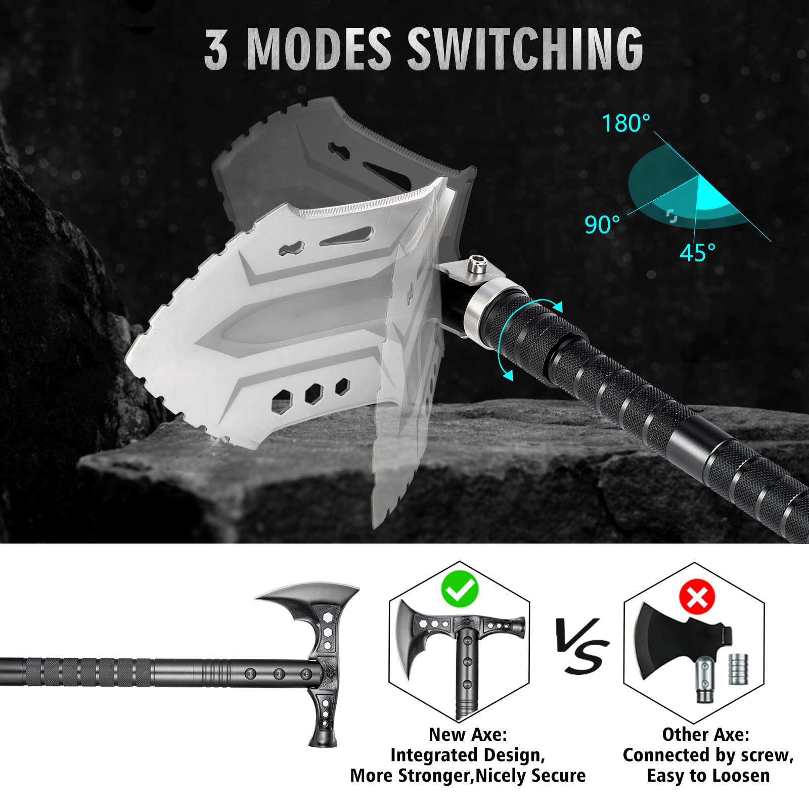 Best High Carbon Steel Camping Shovel & Axe Set - Survival Gear for Men | Perfect for Hiking, Backpacking & Emergency Outdoor Adventures