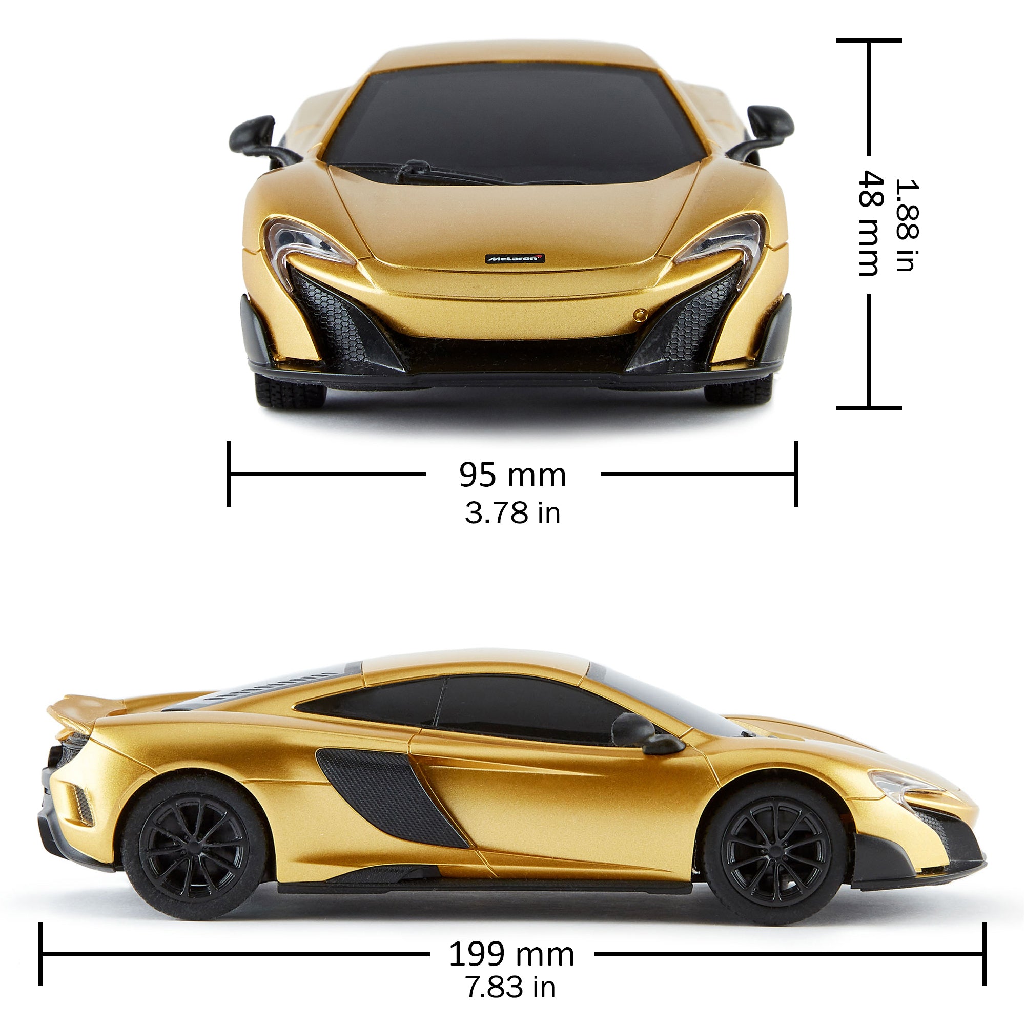 CMJ RC Cars: 1:24 Scale McLaren 675LT Gold Remote Control Sports Car - 2.4GHz, LED Headlights - Perfect for Racing, Collecting & Indoor/Outdoor Play