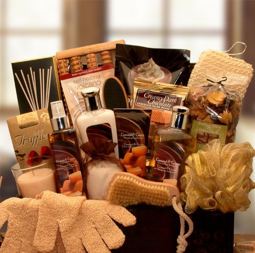 Luxury Caramel & Cream Relaxation Gift Basket for Women - Perfect for Spa Day, Birthday, Anniversary & Self-Care Treats
