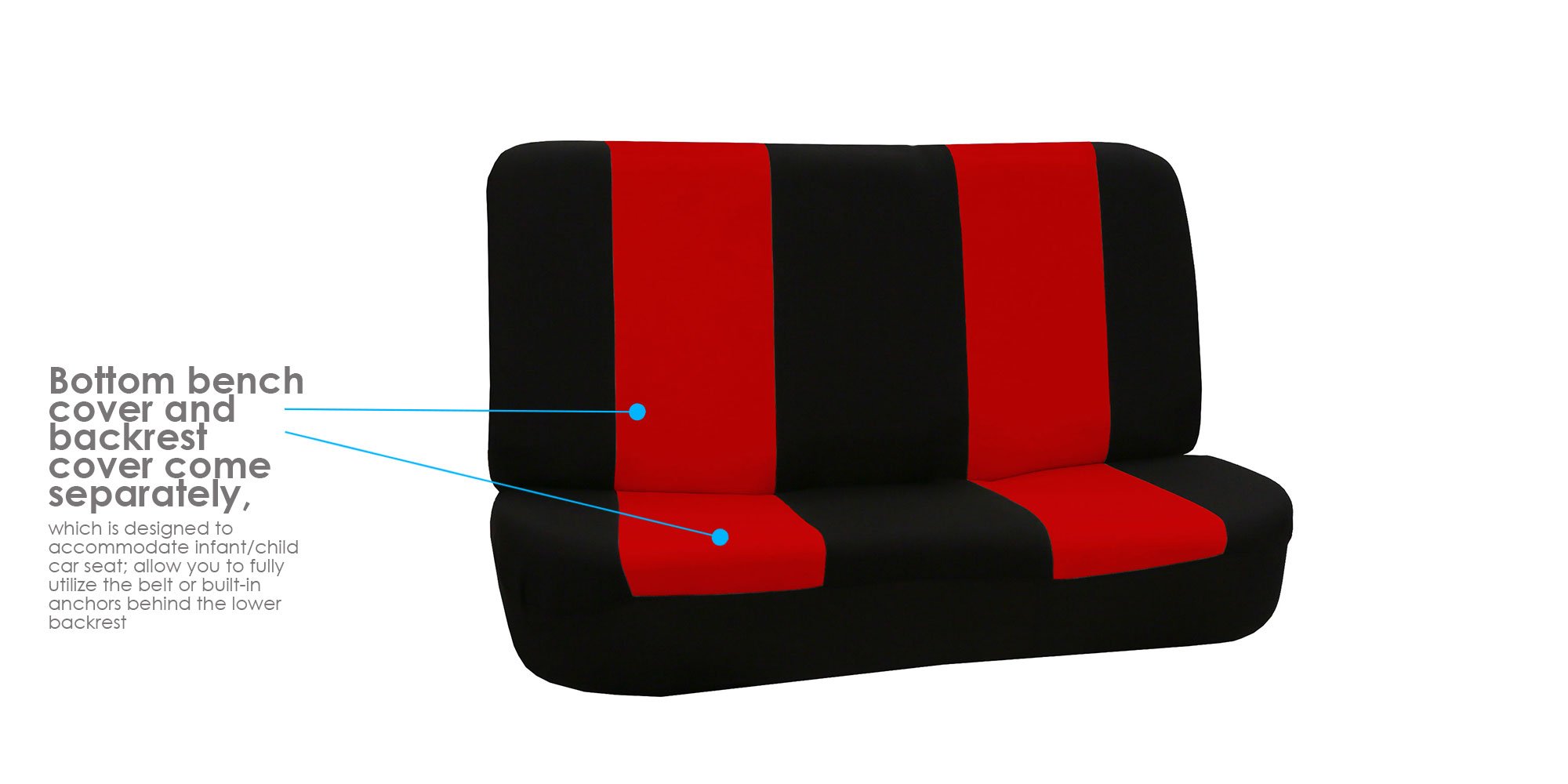 FH Group Universal Car Seat Covers - Full Set Red Flat Cloth for Vans, Trucks & SUVs - Durable Interior Protection