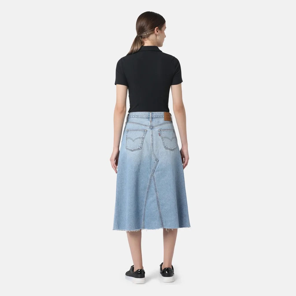 High Rise A-Line Denim Skirt for Women - Trendy Distressed Vintage Style | Perfect for Casual Outfits, Date Nights & Summer Fashion