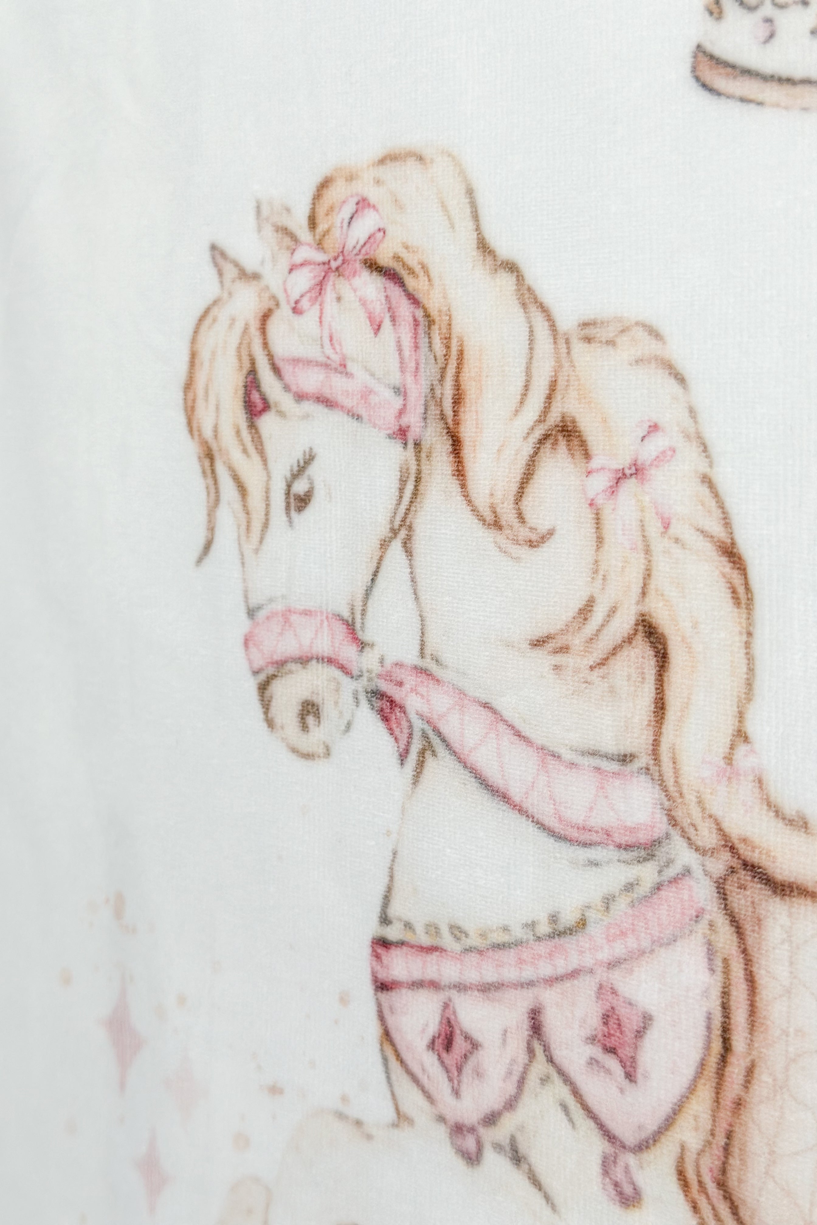 Ivory & Pink Velour Carousel Pony Blanket for Kids - Soft & Cozy Nursery Throw - Perfect for Baby Showers, Bedtime, and Playtime