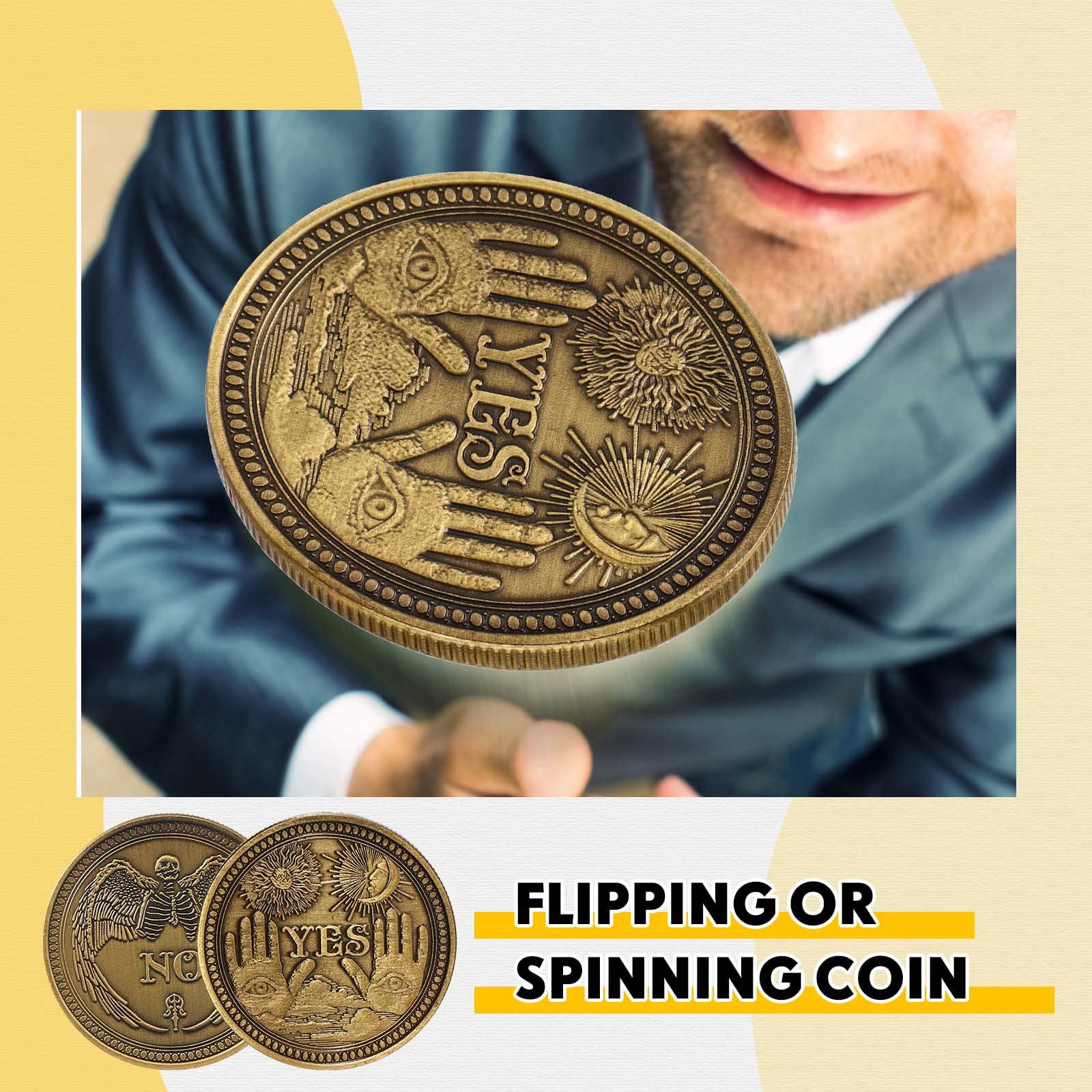 Yinkin 10 Pack Yes No Challenge Coin Decision Maker Flip Coin - Gold Metal Coins for Office, School, Party Games & Holiday Gifts - Perfect for Decision Making, Team Building & Fun Activities
