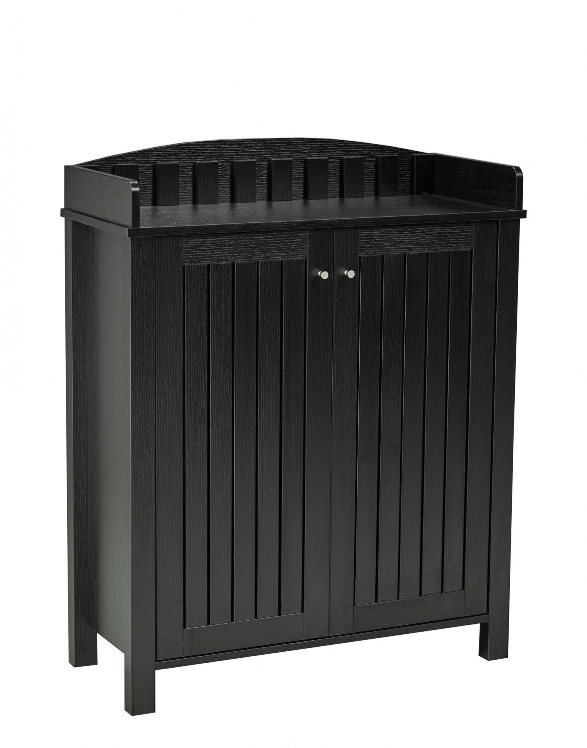 Modern Black Cora Shoe Cabinet with Ventilation Holes - Space Saving Entryway Storage Organizer for Hallway, Living Room & Bedroom