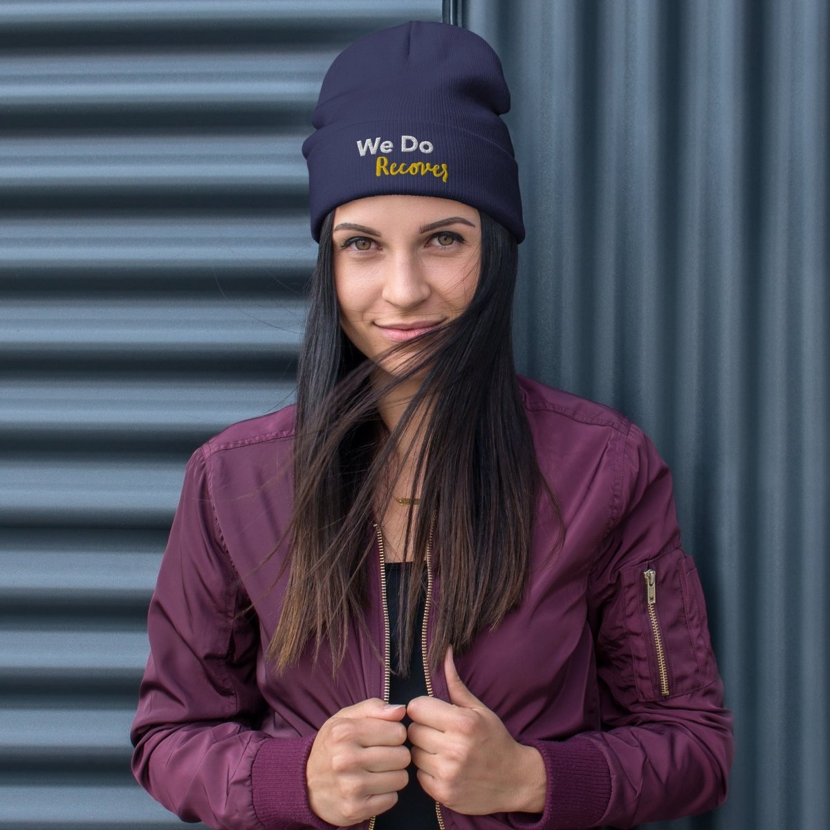 We Do Recover Embroidered Beanie - Cozy Unisex Winter Hat with Inspirational Message - Perfect for Recovery Support, Cold Weather & Everyday Wear