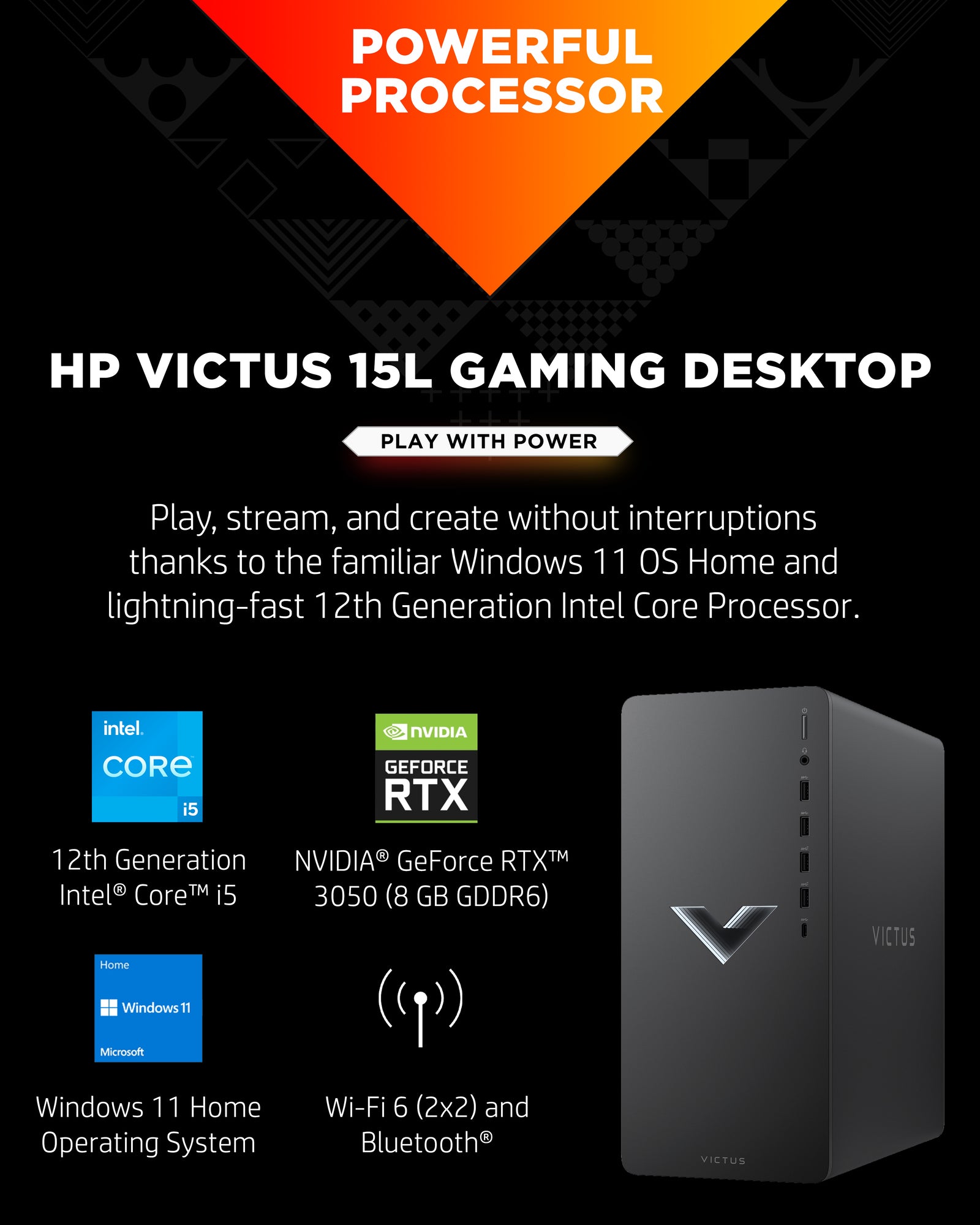 Victus by HP 15L Gaming Desktop TG02-0025m - AMD Ryzen 5, 16GB RAM, 512GB SSD, AMD Radeon RX 6400, Windows 11 Home - Perfect for Gaming, Streaming & Content Creation