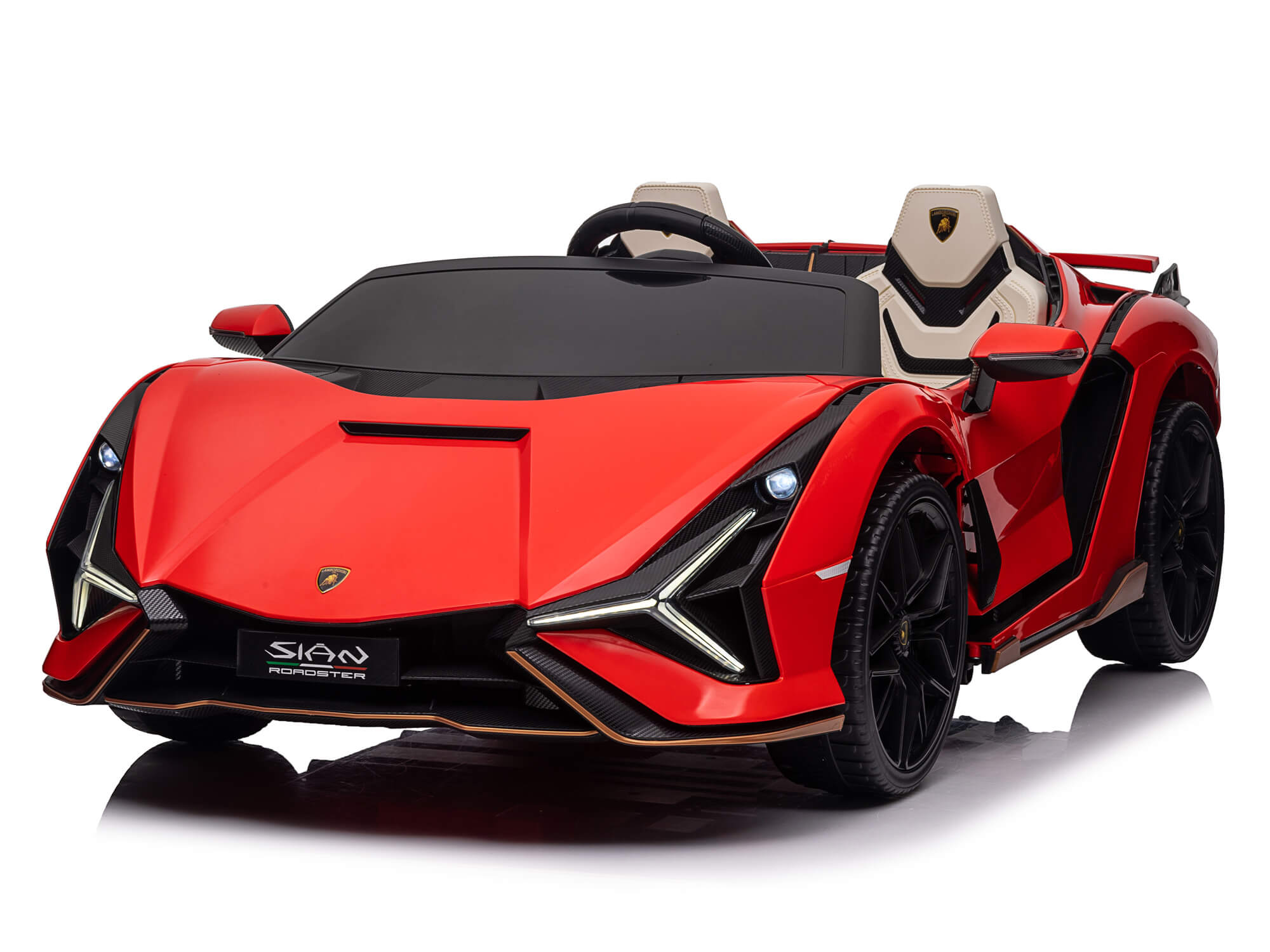 24V Lamborghini Sian Kids Electric Ride-On Car with Parent Remote Control - Red Sports Car Toy for Boys & Girls | Birthday Gift, Outdoor Play, Driveway Fun
