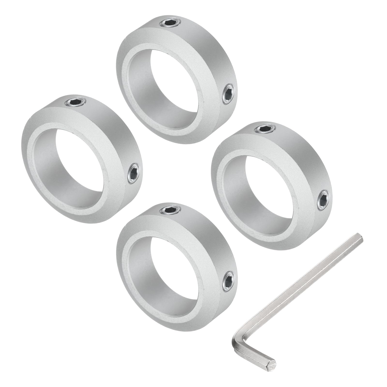 uxcell 4pcs Aluminum Alloy Set Screw Shaft Collar for 32mm Shaft - 48mm OD, 15mm Thickness with M8 Set Screws & Wrench - Ideal for Machinery, Robotics, and Industrial Equipment