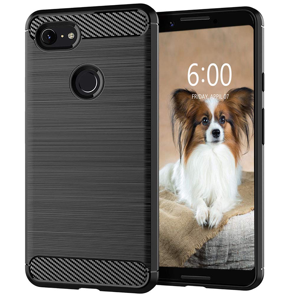 Google Pixel 3 Phone Case - Slim Flexible TPU Rubber Cover with Shock Absorption & Anti-Scratch Protection | Lightweight Carbon Fiber Design (Brushed Black) | Perfect for Daily Use, Travel & Outdoor Activities