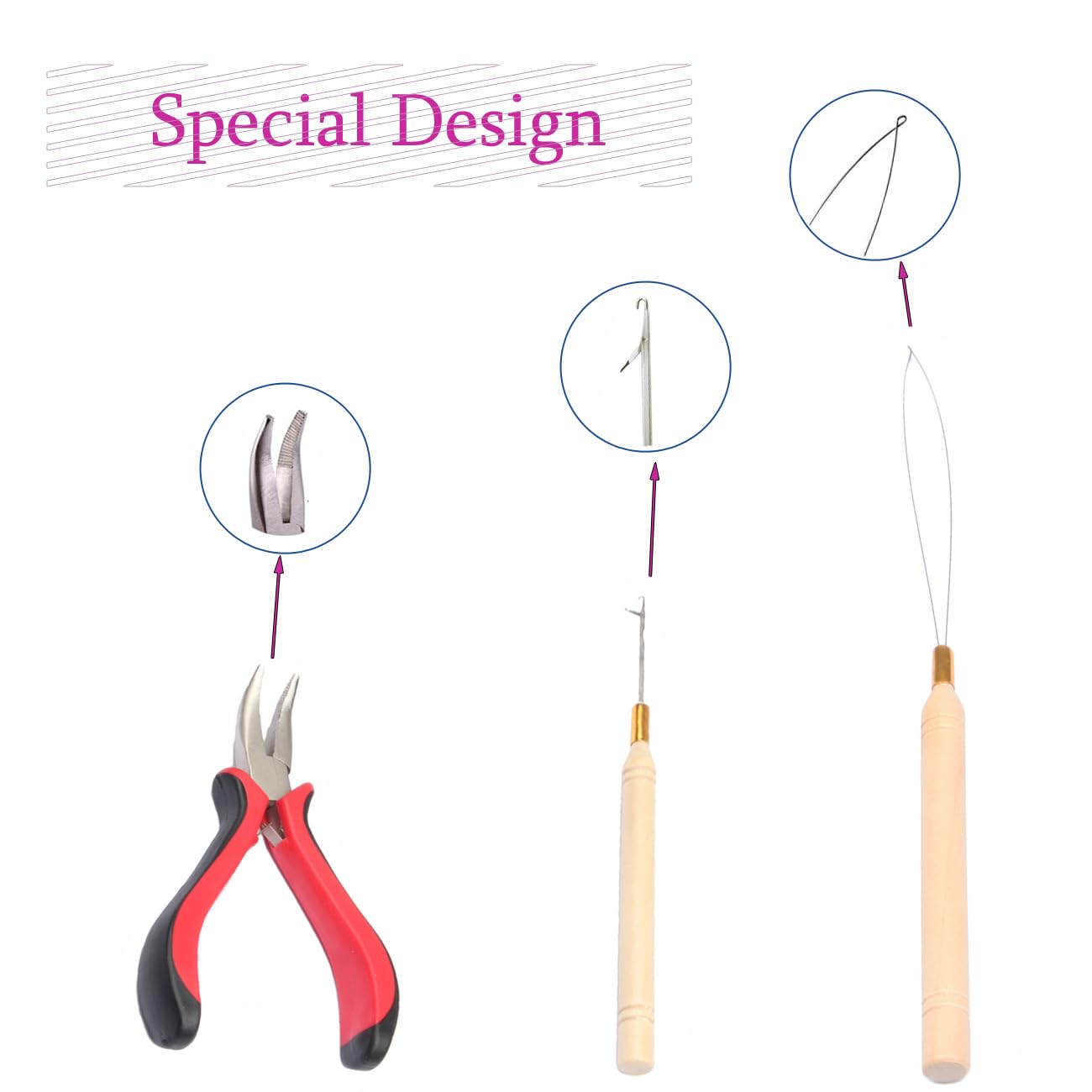 Micro Links Hair Extensions Tools Kit with Plier & Hooks - Professional Beads Device for Micro Ring Loop, Feather & I-Tip Hair Extensions - Perfect for Salon Styling & DIY Hair Care
