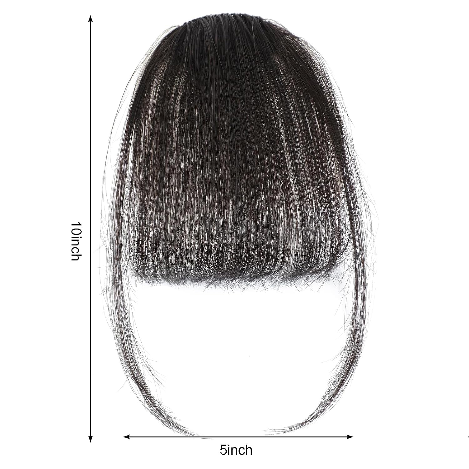 Feora Clip on Hair Extensions for Women - 4.7 Inch Wavy Synthetic Bangs - Black Front Hair Fringe - Easy to Use & Style for Daily Wear, Parties & Cosplay
