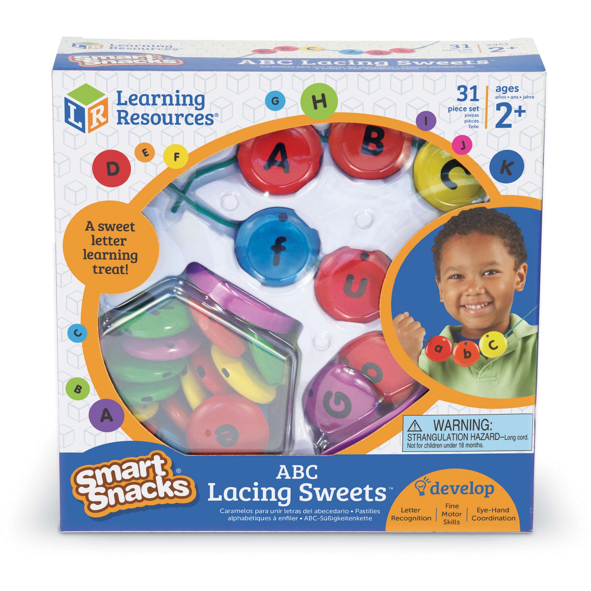 Learning Resources LER7204 Smart Snacks ABC Lacing Sweets - Educational Alphabet Beads for Kids, Fine Motor Skills Toy with 29 Pieces - Perfect for Preschool Learning & Hand-Eye Coordination Practice