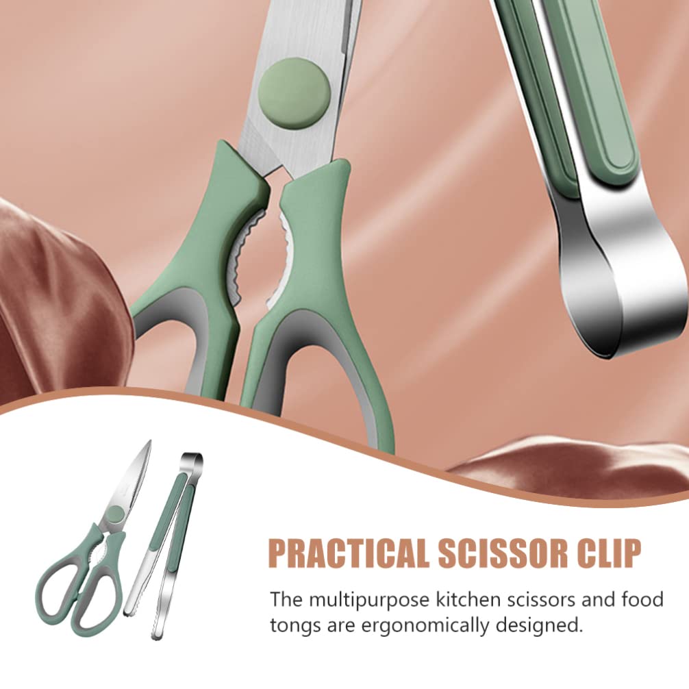 Premium Korean BBQ Scissors & Tongs Set - Stainless Steel Kitchen Shears with Ergonomic Handle for Grilling, Pizza Cutting, and Cooking - Perfect for Outdoor BBQ, Camping, and Home Kitchen Use
