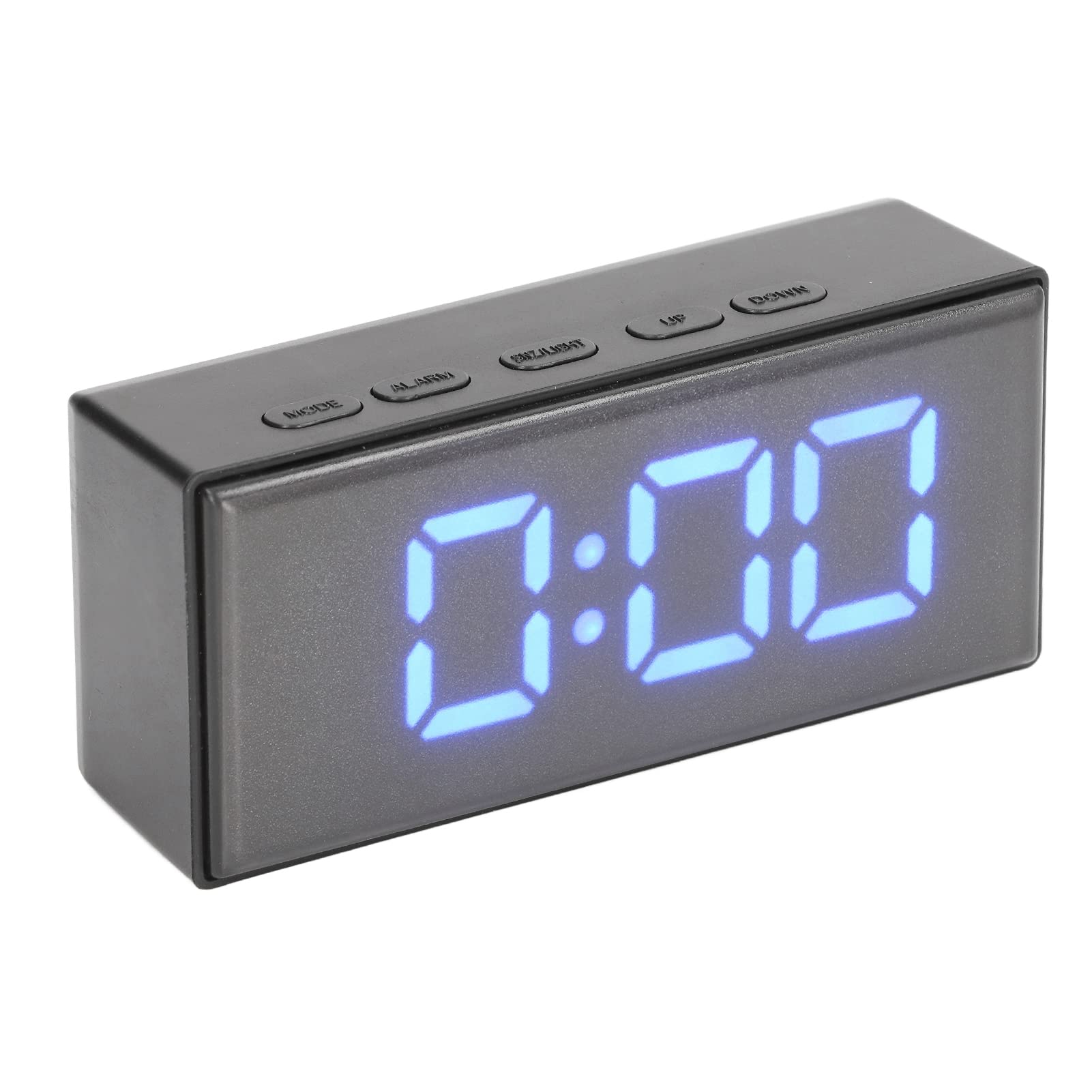 GLOGLOW Digital Alarm Clock with LED Mirror Display & Temperature Sensor - 2 Display Modes, Bedside Clock for Home, Office, Dorm (Blue) | Perfect for Nightstand, Bedroom, Travel & Gift Giving