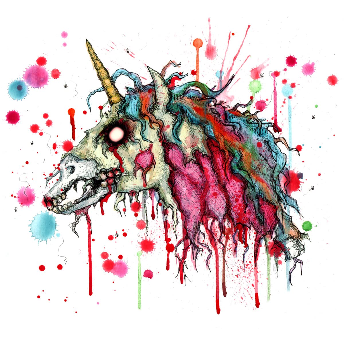LVBArt Zombie Unicorn Graphic T-Shirt for Men | Unique Horror Fantasy Design | Soft Cotton Tee for Casual Wear, Halloween Costumes & Geek Fashion