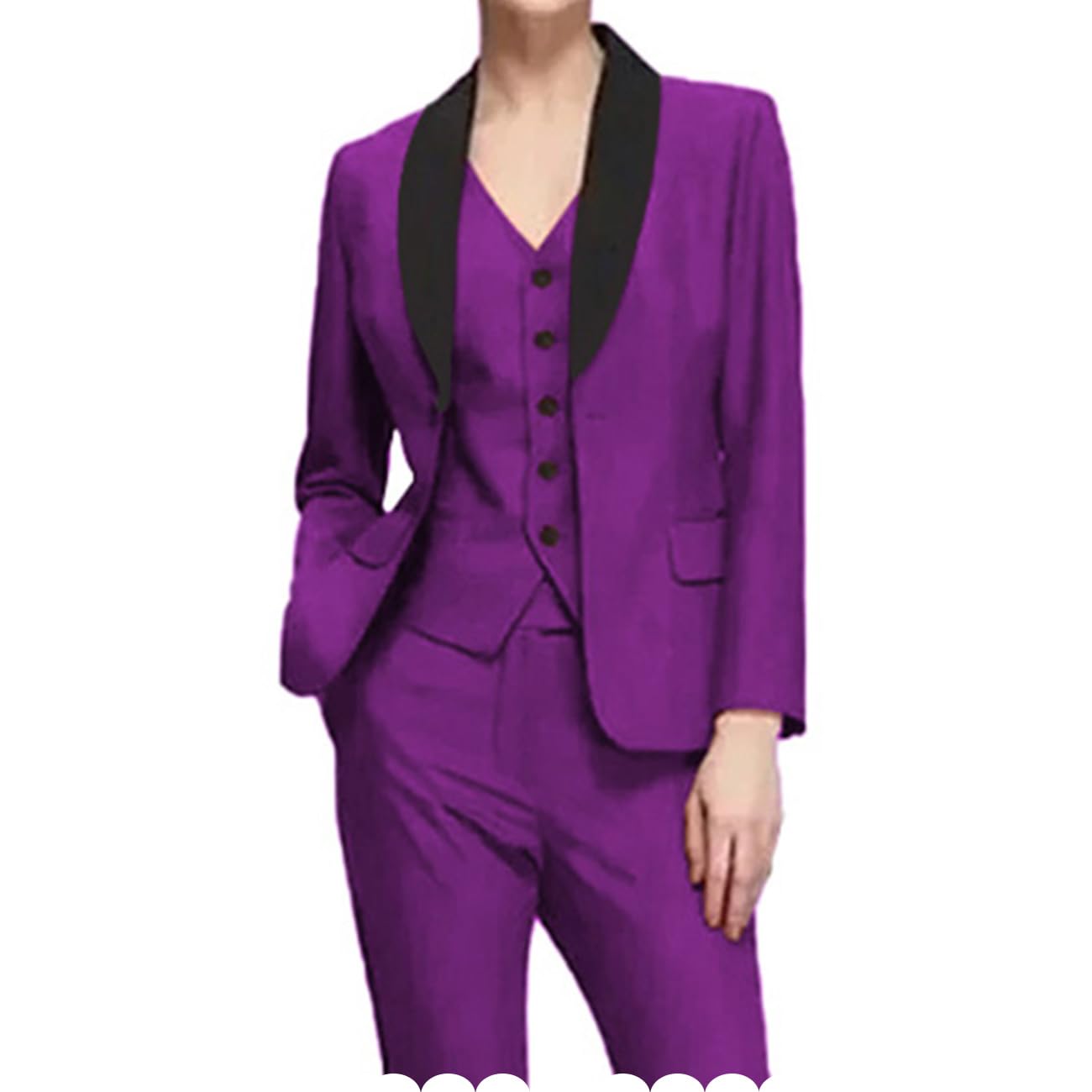 Professional Women's 3-Piece Slim Fit Pantsuit Set - Satin Lapel Blazer, Vest & Trousers for Office, Business, Wedding & Party Attire | Formal Workwear & Special Occasion Outfit