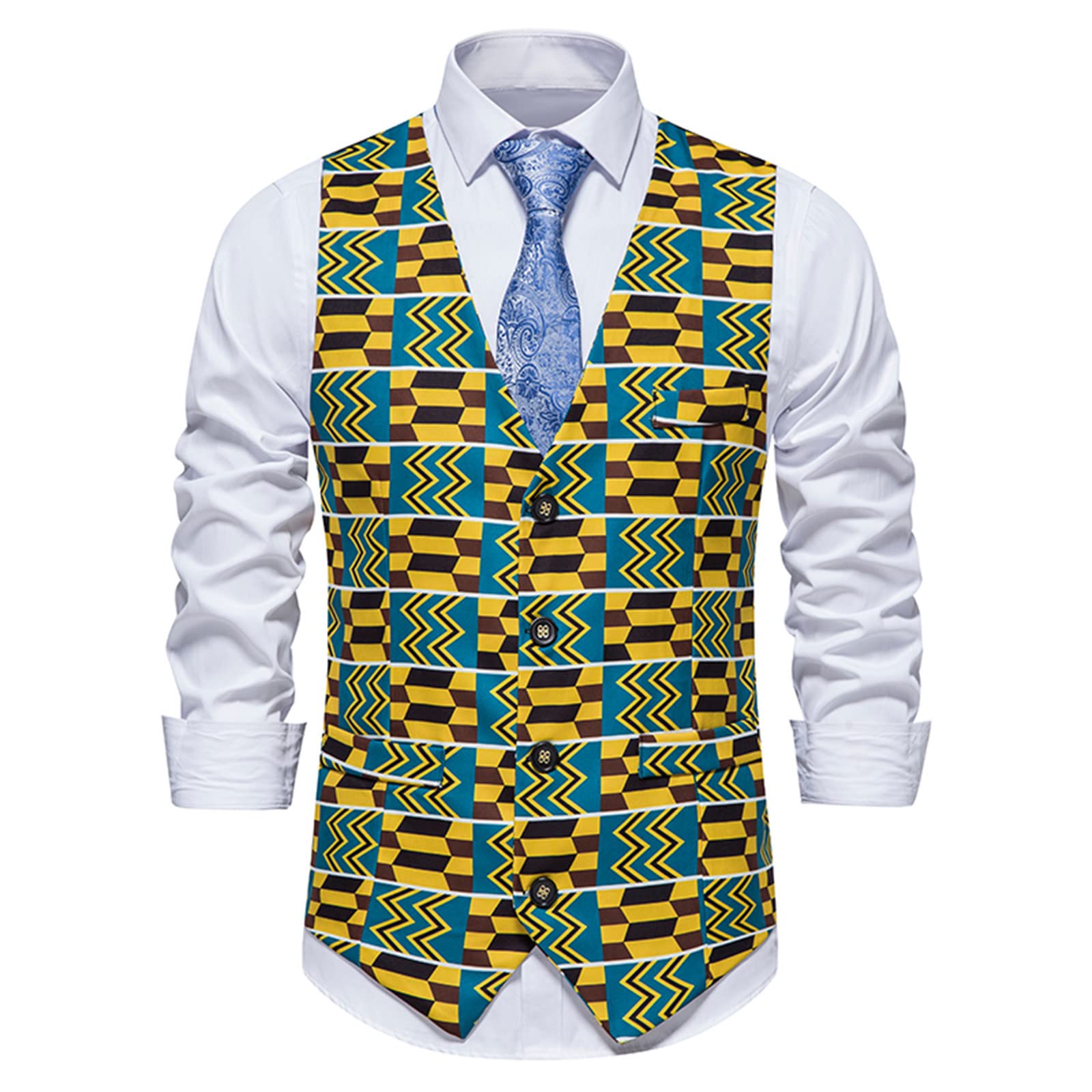Men's Stylish Paisley Flower Print Vest - Casual & Wedding Party Polo Shirts for Groom, Groomsmen & Formal Events | Breathable & Comfortable Summer Wear (DFFNY MEN93TOPS) - Perfect for Weddings, Parties, Date Nights & Office Occasions