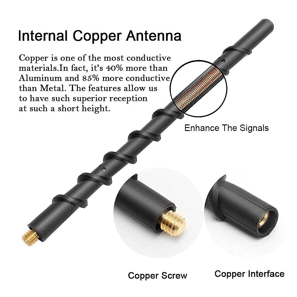 VOFONO 9 Inch Short Car Radio Antenna Replacement for 2007-2025 Jeep Wrangler & Gladiator JL JK JT Unlimited Sport Rubicon Sahara Mojave Willys 4xe - Perfect for Off-Roading & Enhanced FM/AM Reception