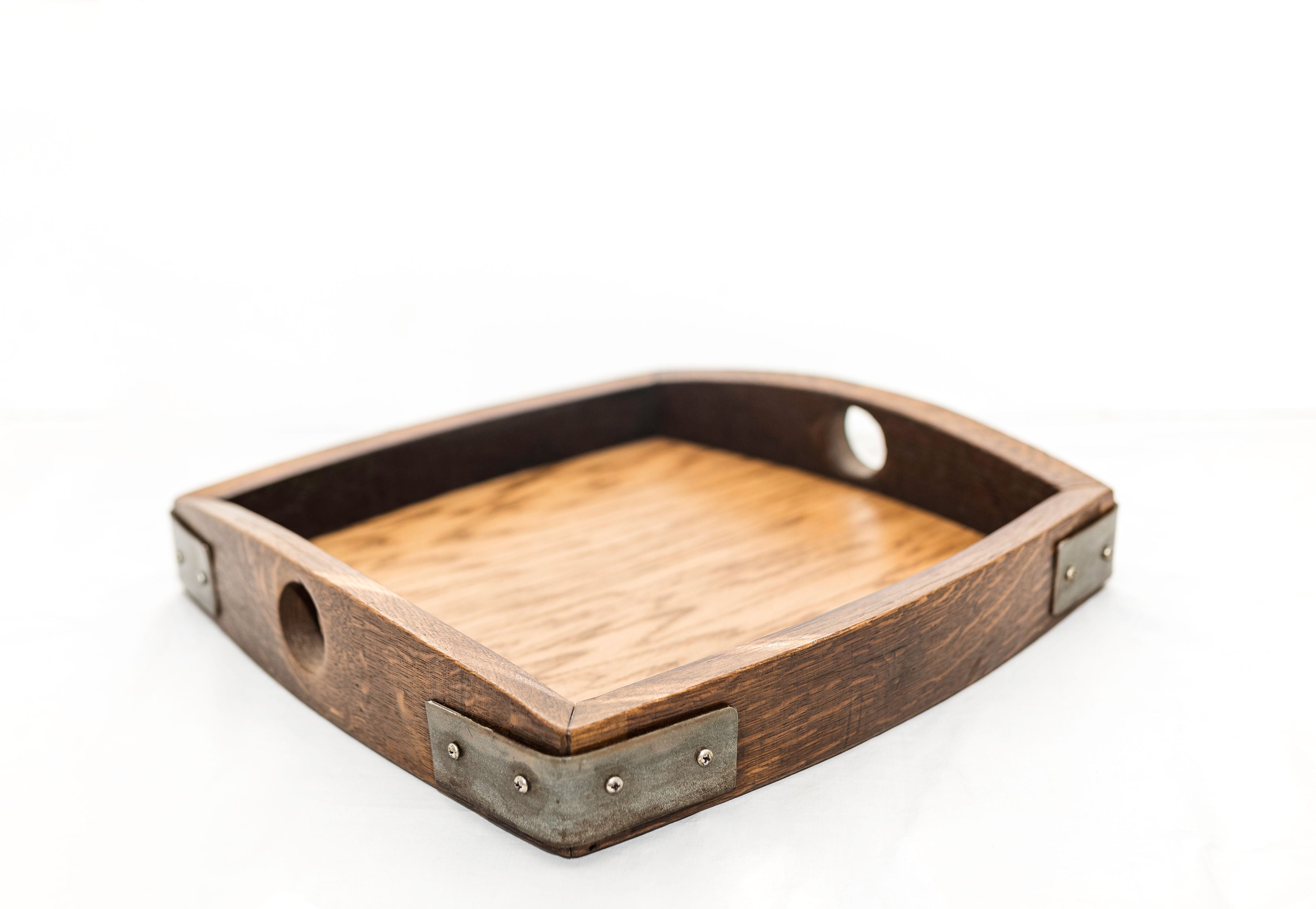 Reclaimed Oak Wood Rectangular Serving Tray - Handcrafted from Wine Barrels | Perfect for Charcuterie, Breakfast in Bed & Home Decor