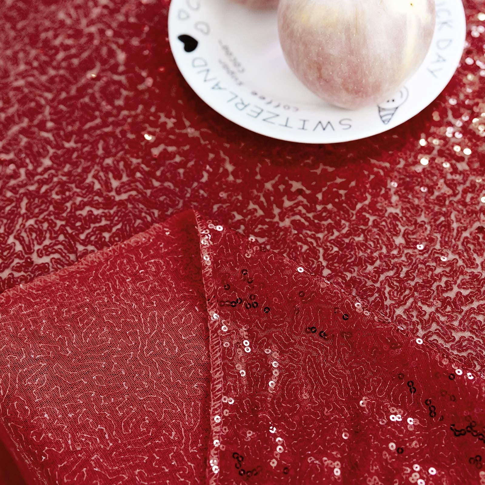 Burgundy Sequin Tablecloth 50