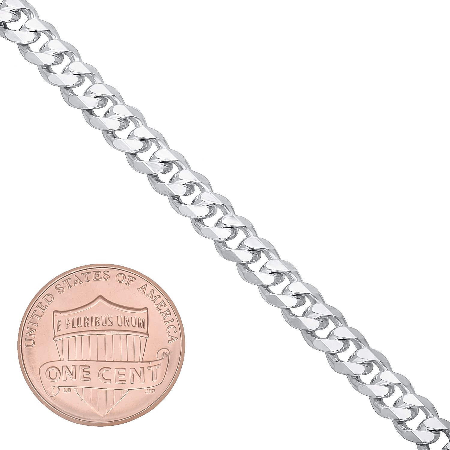 5mm Solid .925 Sterling Silver Beveled Curb Chain Necklace for Women & Men - Durable Everyday Jewelry, Perfect for Gifts, Layering & Casual Wear