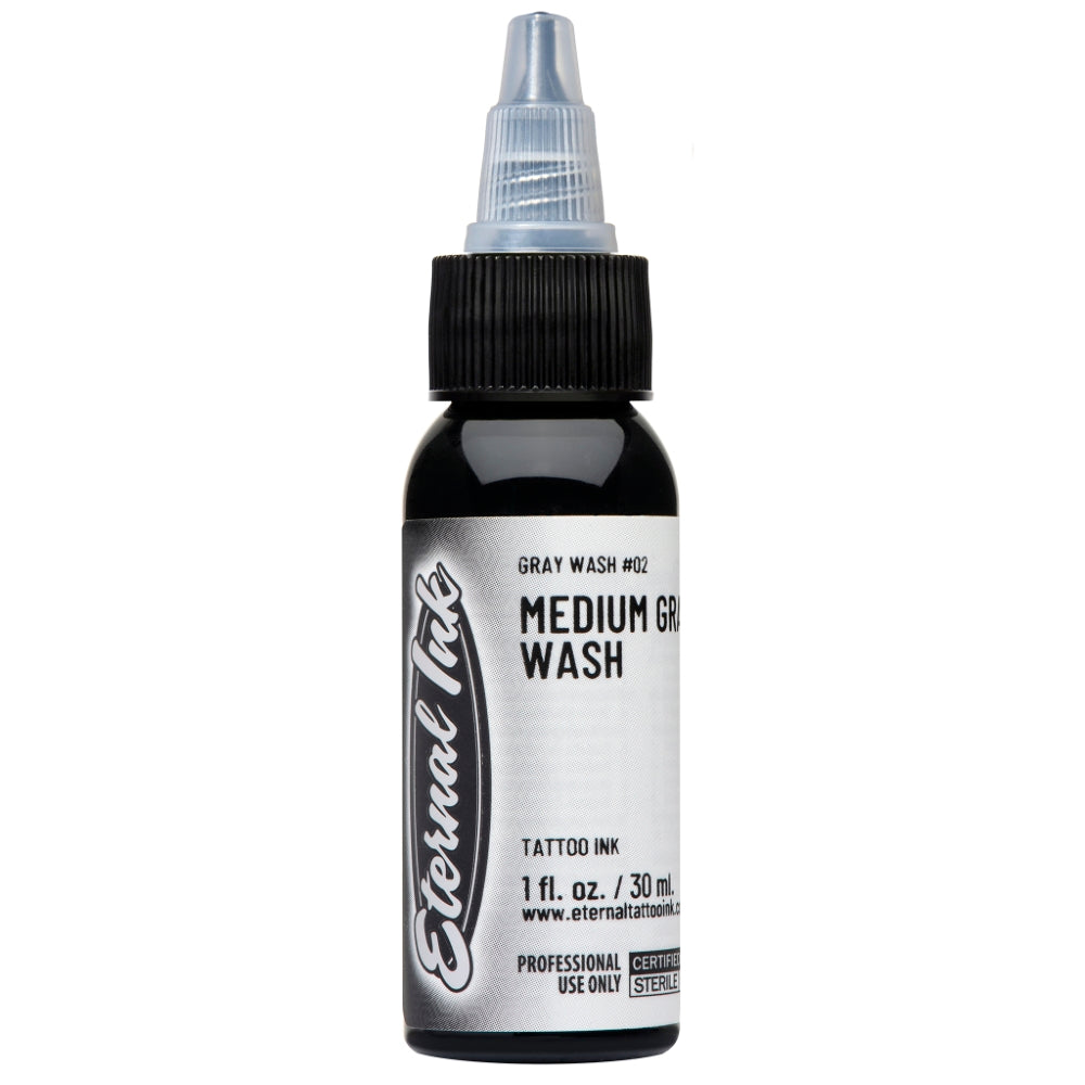 Eternal Ink Eternal Gray Wash Medium Gray Tattoo Ink - Professional Tattoo Artist Supplies for Realistic Shading & Detail Work