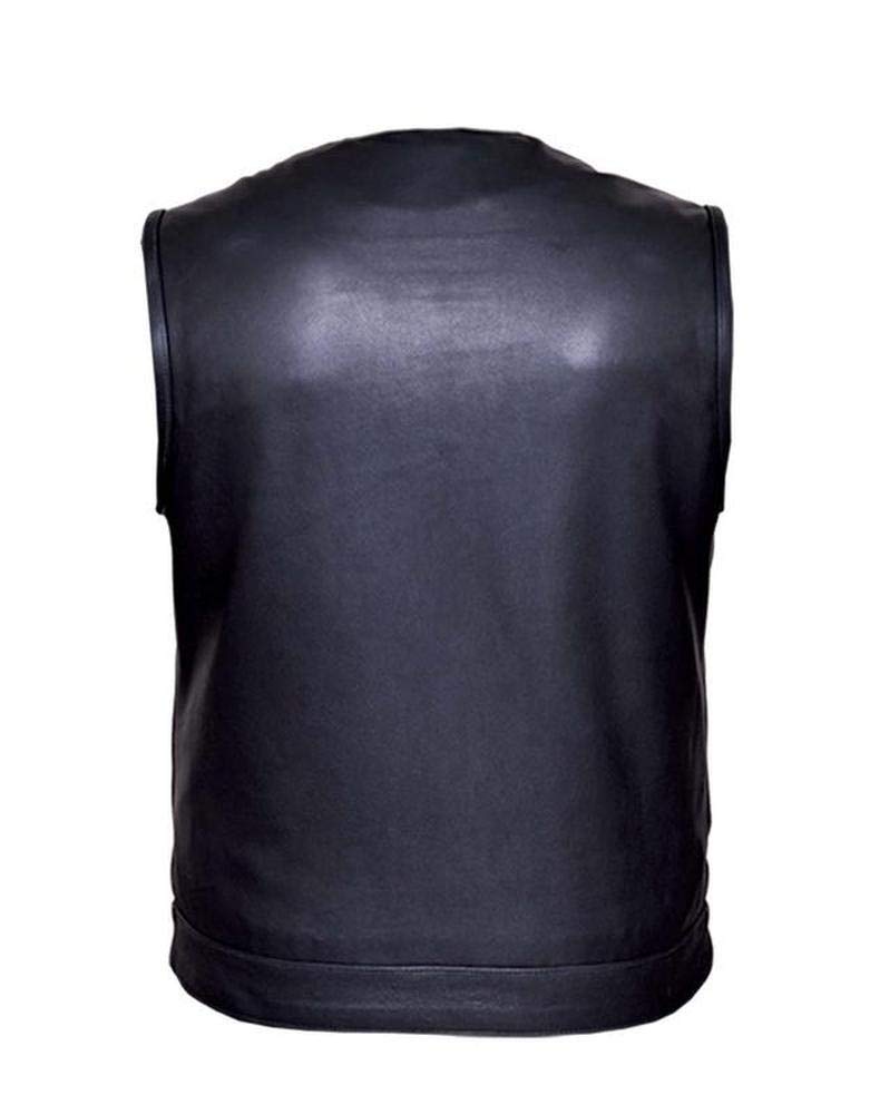 SOA Style Collarless Motorcycle Vest for Men - Premium Black Biker Jacket, Size 3XL - Perfect for Motorcycle Clubs, Riding Gear & Biker Fashion