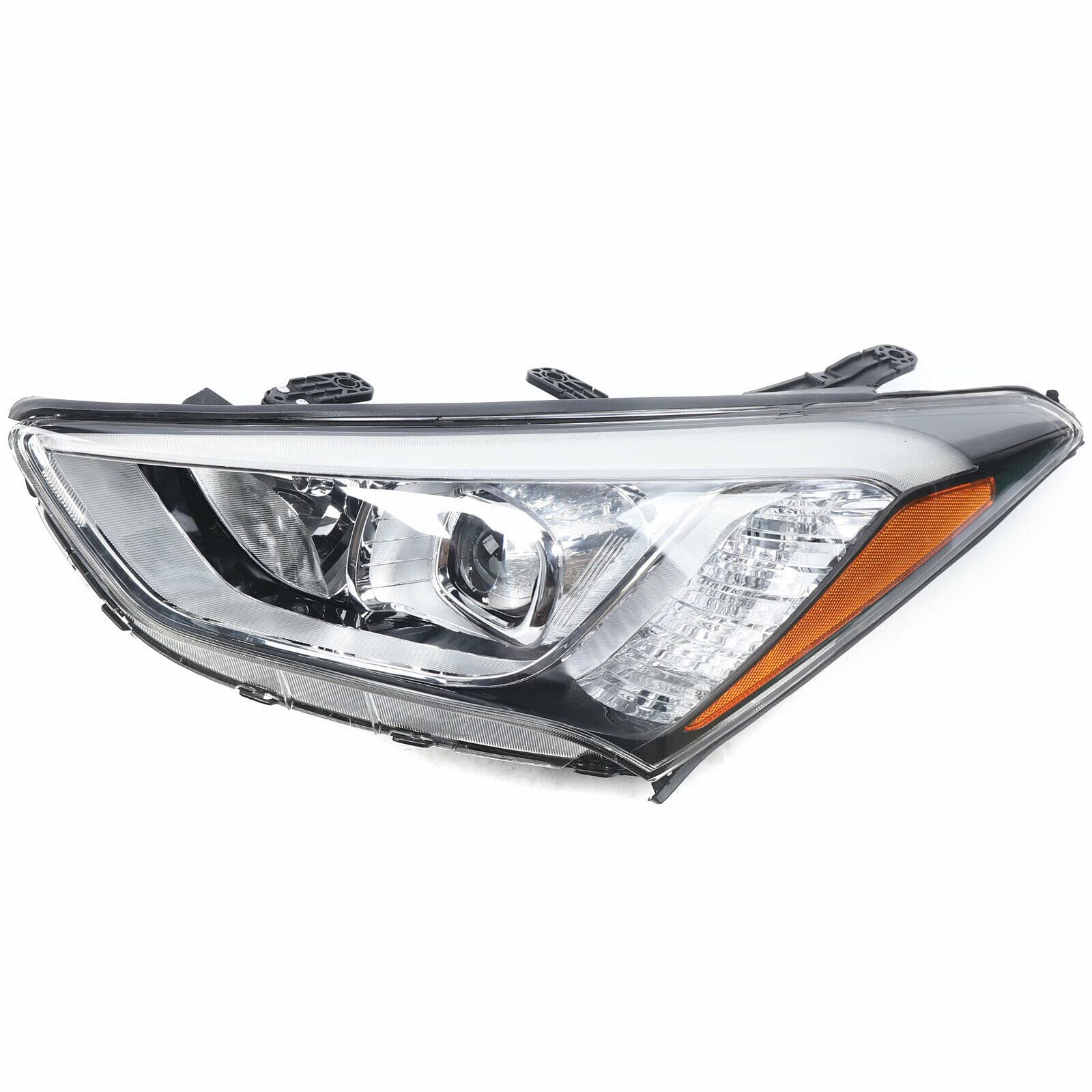 LOYALHEARTDY Halogen Headlight Assembly Replacement for Hyundai Santa Fe 2013-2016 - Left & Right Pair, Black Housing, Clear Lens - Perfect for Night Driving & Foggy Conditions
