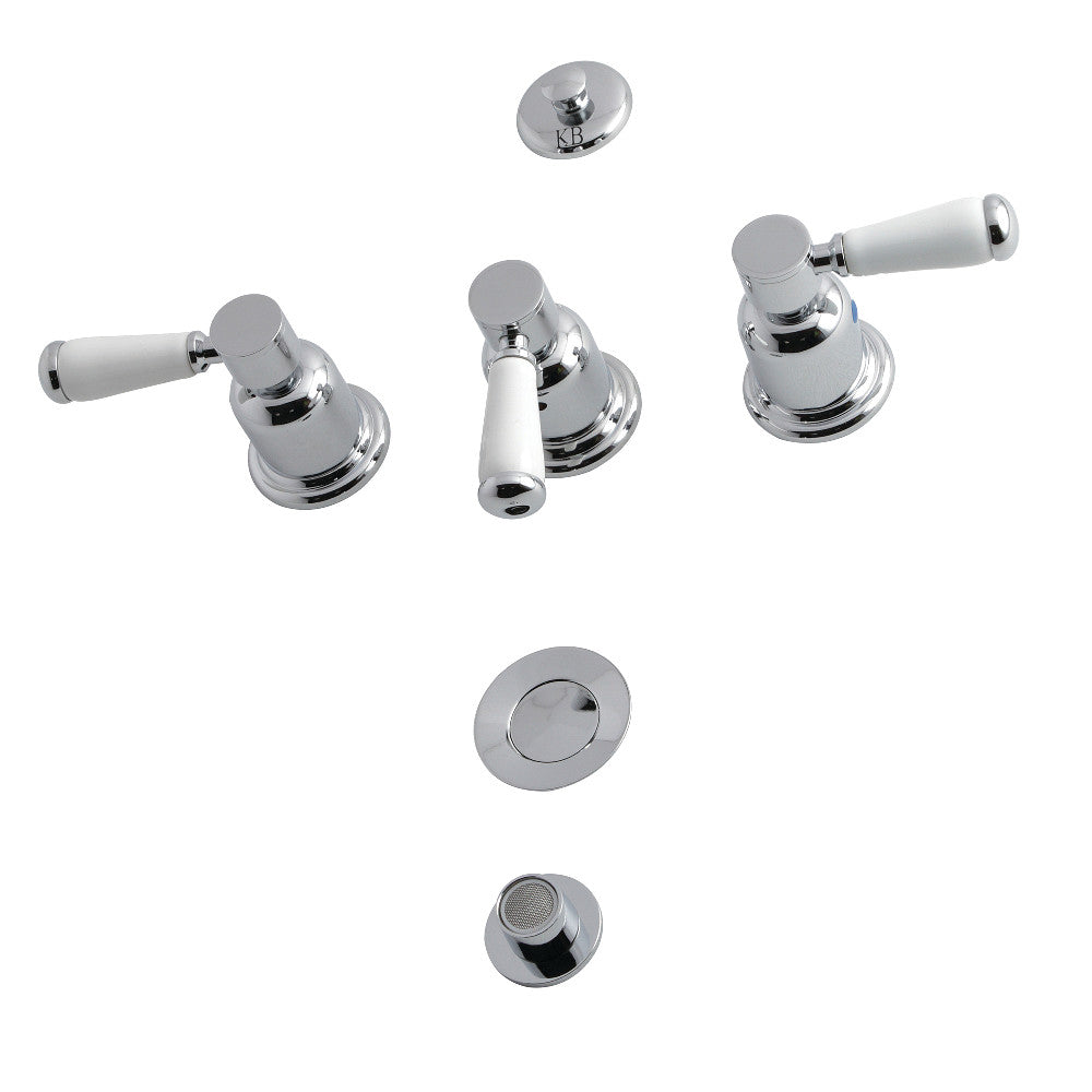 Kingston Brass KB6322DPL Paris Three-Handle Bidet Faucet - Polished Nickel Finish for Modern Bathrooms | Perfect for Bathroom Renovation & Luxury Home Upgrades